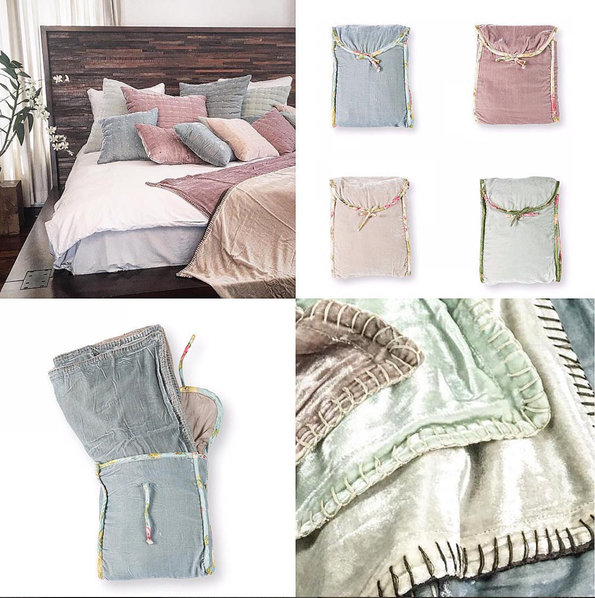 Hand Stitched Silk Velvet Throws