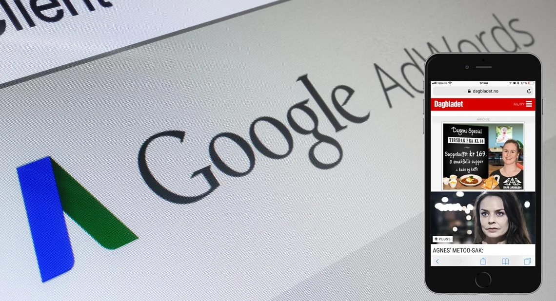 Google display nettverket gir deg blant annet muligheten til å annonsere mot lokale målgrupper i både nasjonale og lokale nettaviser. Her vises et eksempel fra Kafè Jærbuen sin kampanje for "Dagens Spesial" på dagbladet mobil.