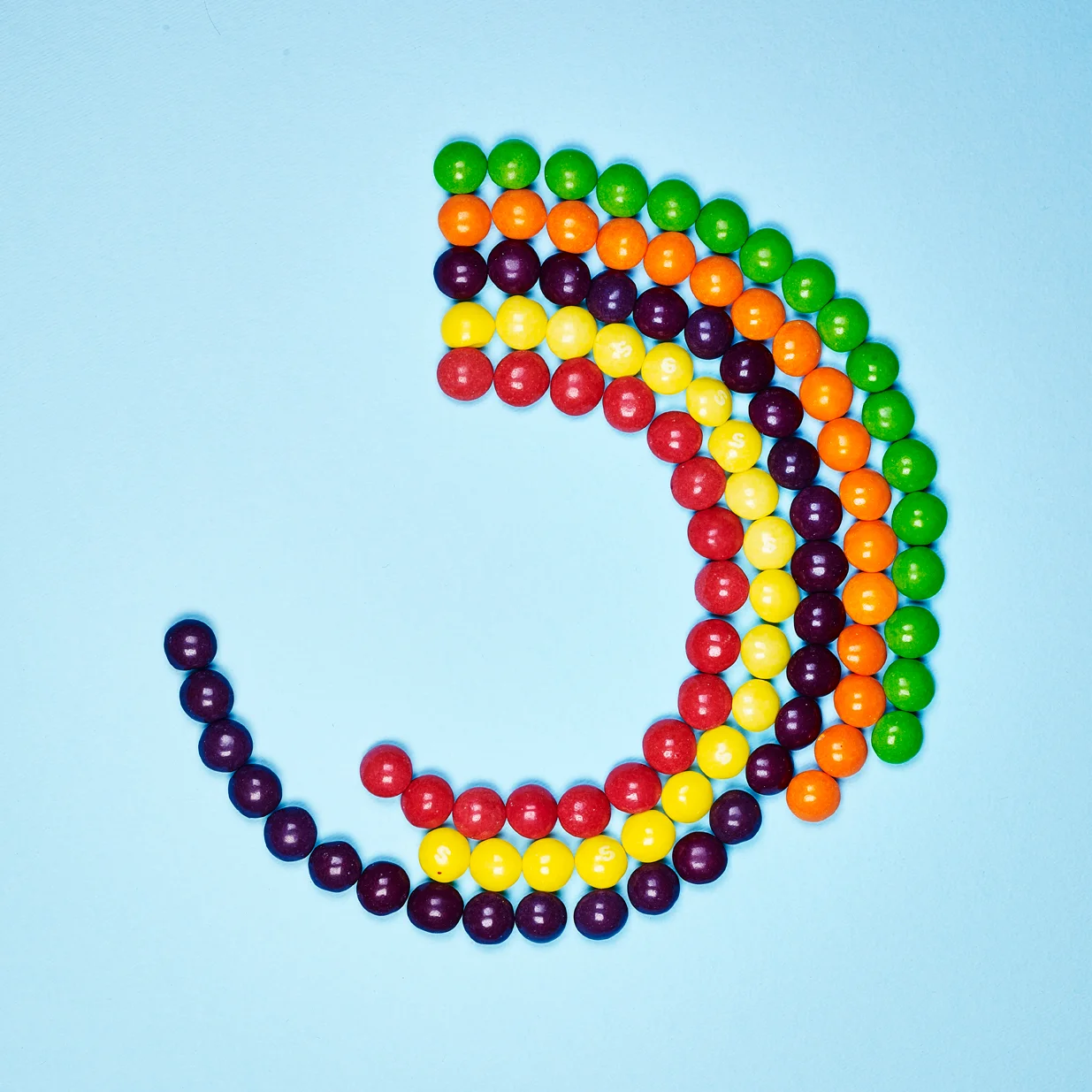 Skittles:&nbsp;Green 17.17% / Orange 17.17% / Purple 27.27% /&nbsp;Yellow&nbsp;19.99% / Red 17.17%.&nbsp;(2 x 51g)