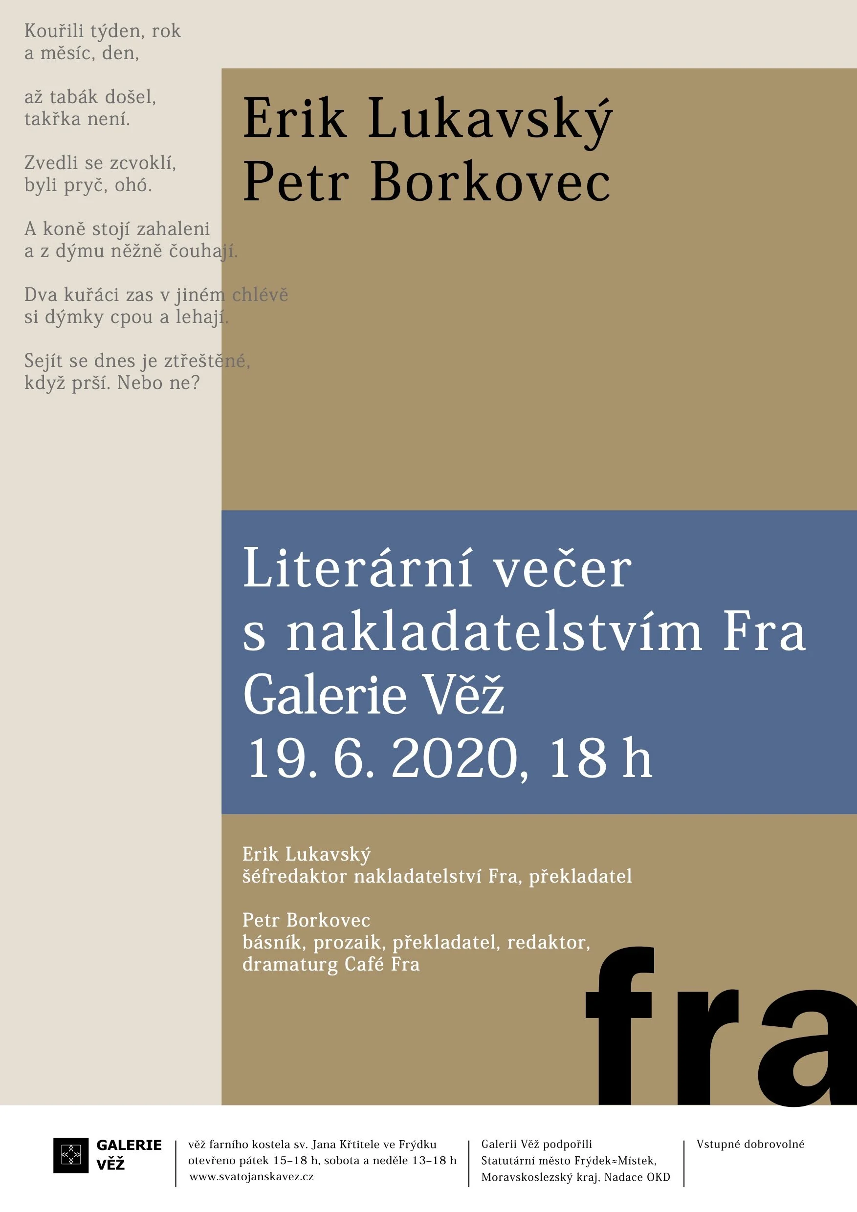 Literární večer s pražským nakladatelstvím Fra