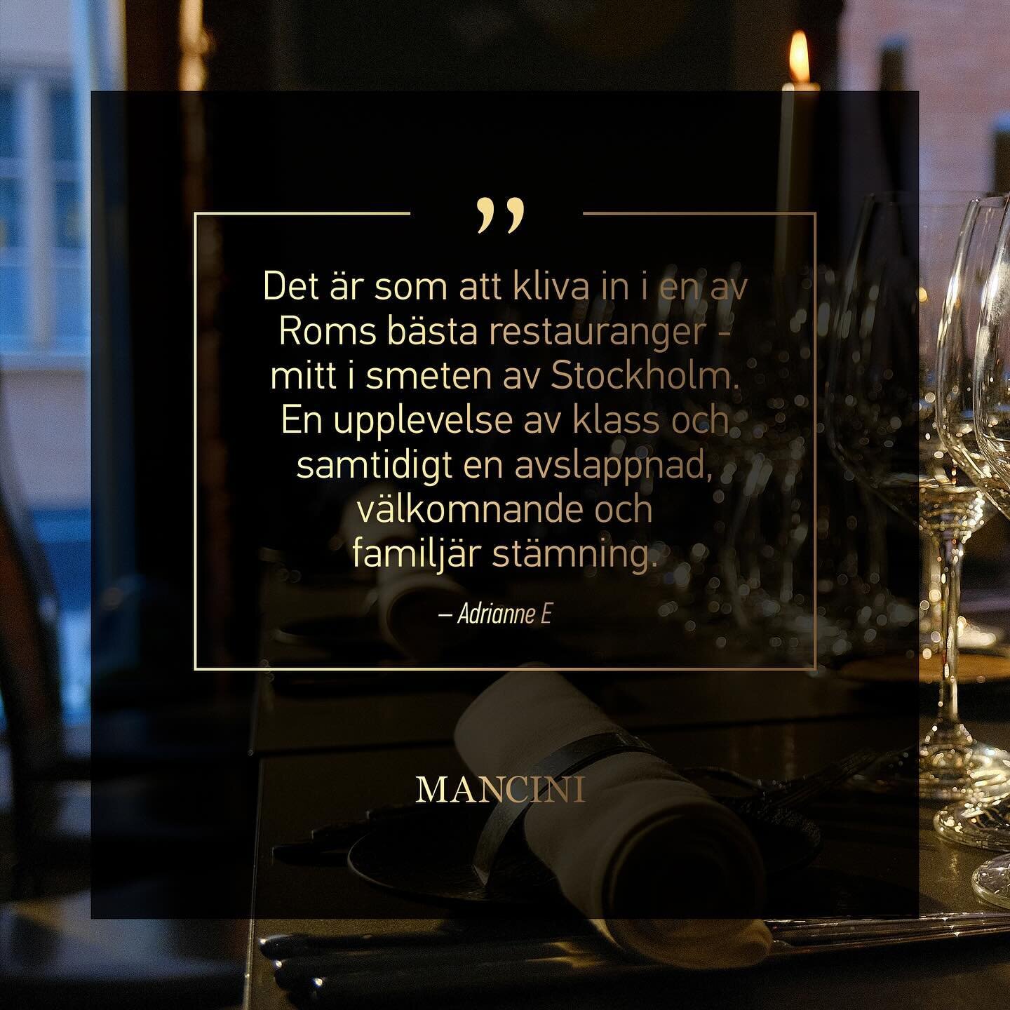 &ldquo;It&rsquo;s like walking into one of the best restaurants in Rome - but in the heart of Stockholm. An experience of pure class combined with a casual, welcoming and homely atmosphere.&rdquo; ✨

Benvenuti!

#Mancini #instarestaurant #italianfood