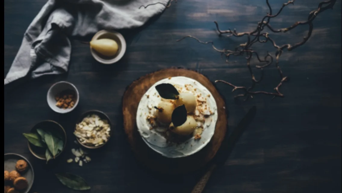 Farm to table, poached pears