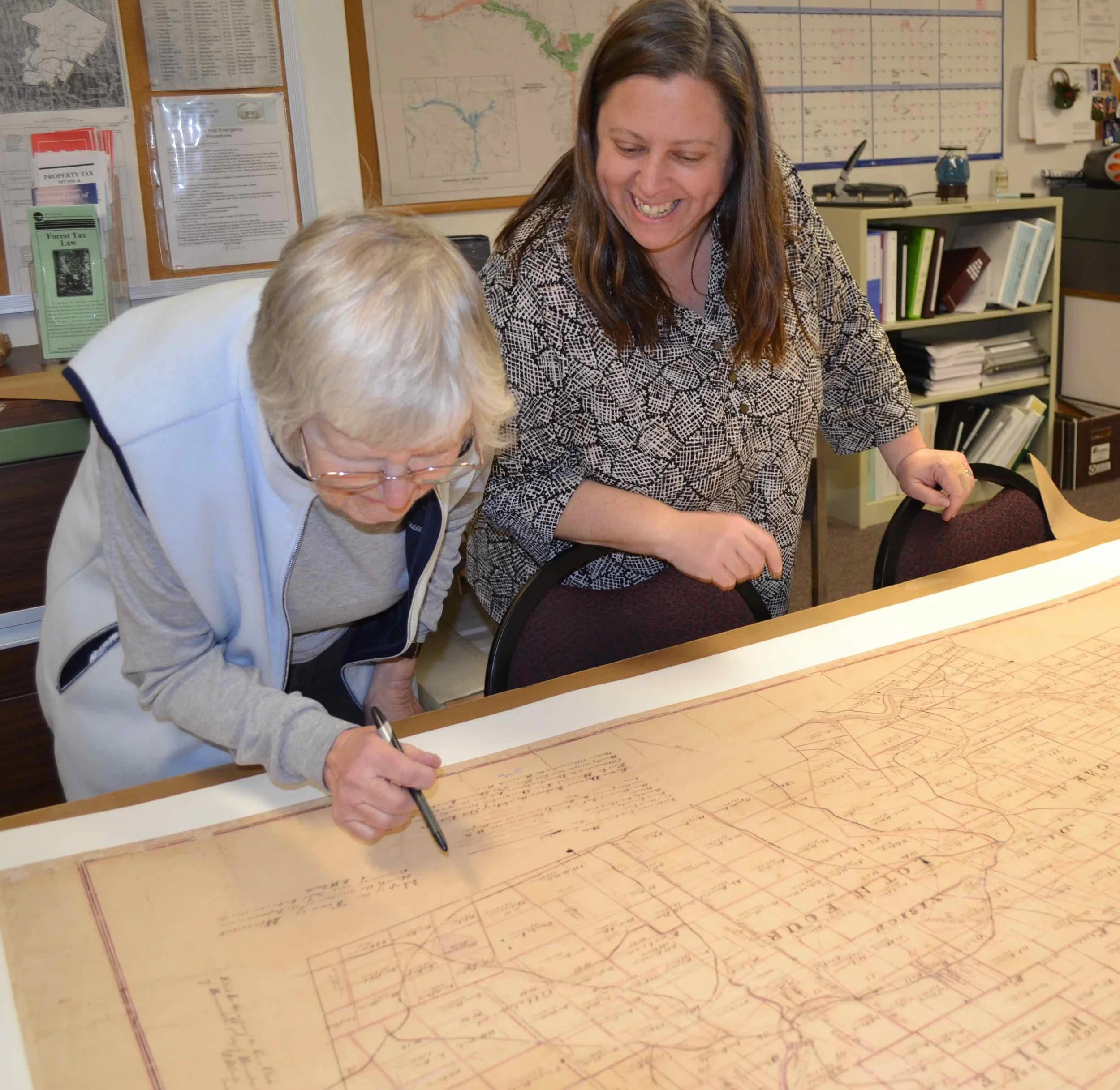 Archival conservation of historic late 19th century Town of Neversink map with land parcels and rivers (SMIP).