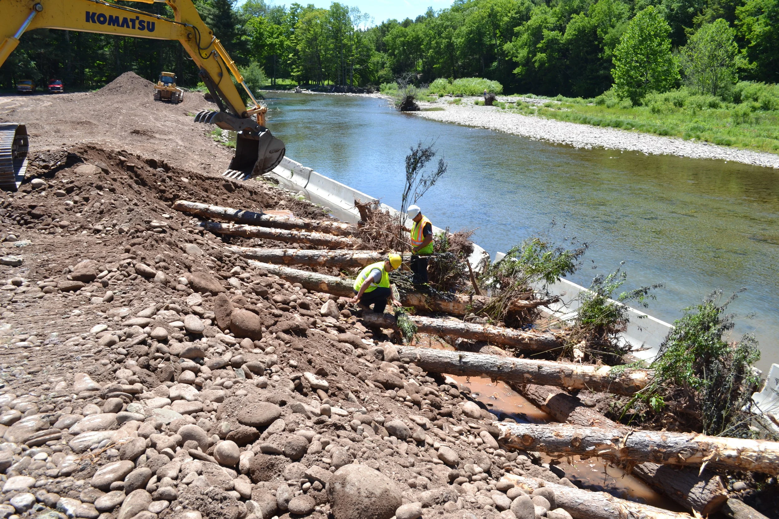Rootwad revetment for erosion control Main Stem Neversink River, Claryville