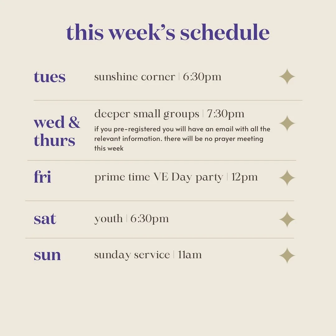 We had a wonderful Sunday yesterday, full of challenge, encouragement and celebration! 3 of our church family were baptised and what a celebration that was!! 🎉

Check out what is happening this week above ^ 

If you haven&rsquo;t yet signed up for a