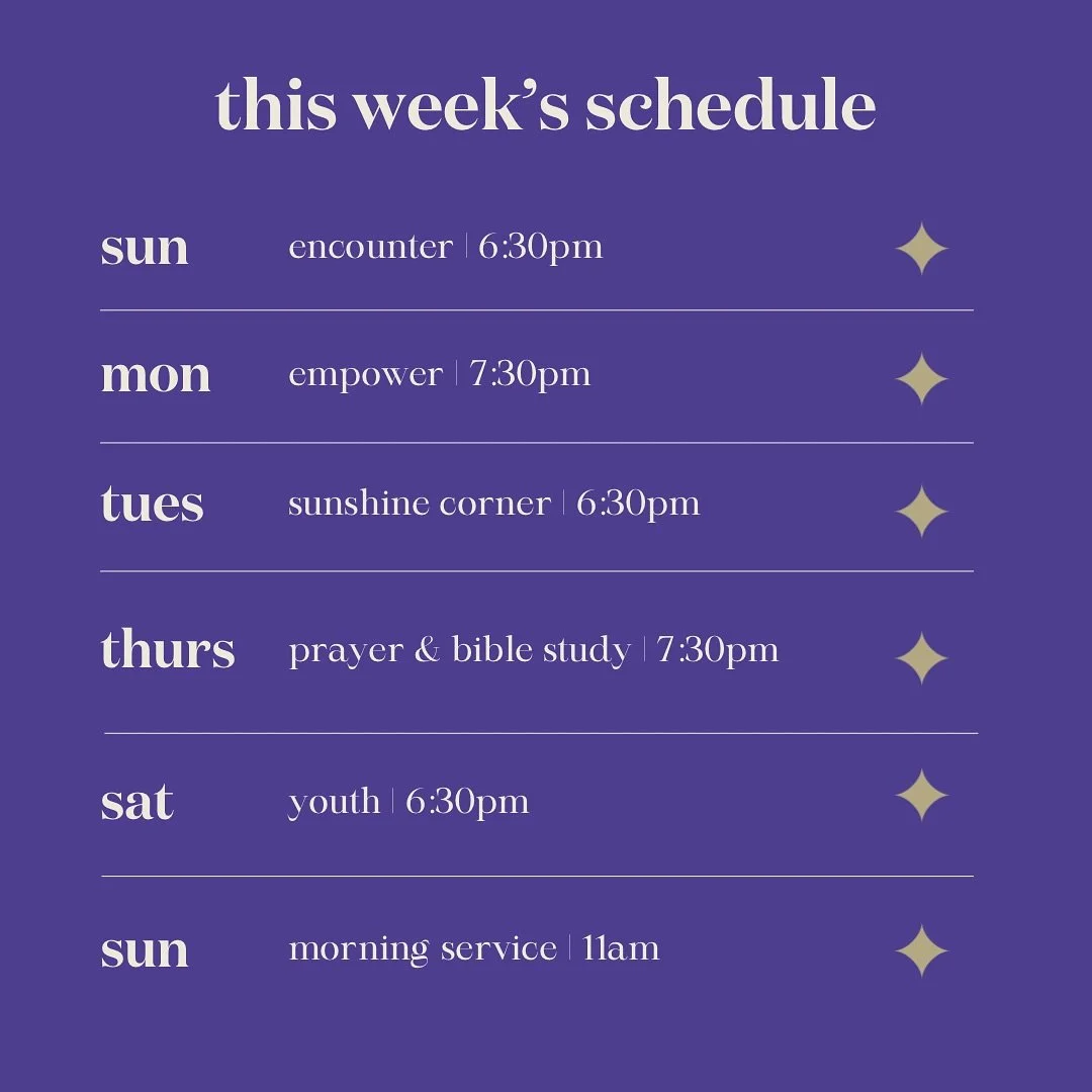 We&rsquo;ve had such a great Sunday together! God is so good 🤍

As always, we&rsquo;d love for you to join us during the week! Have a look at our schedule for this week, and see if there&rsquo;s a way you could join us 🙌🏻

Catch up with today&rsqu