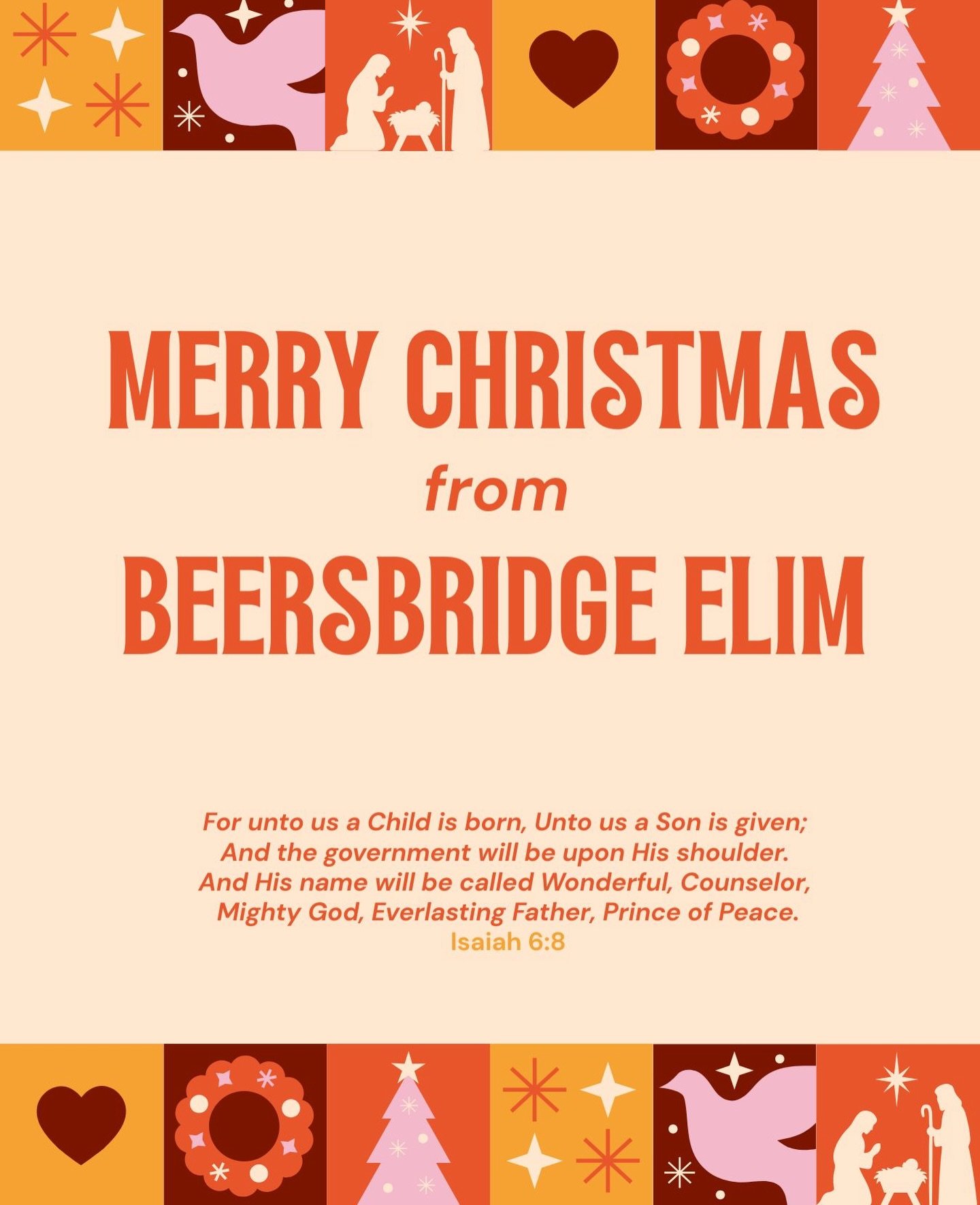 ✨ Wishing you a very Merry Christmas from all of us at Beersbridge Elim!✨

May you know the peace, hope and joy that Jesus brings &mdash; and may your turkey turn out better than expected (miracles still happen, after all!). 🎄😅