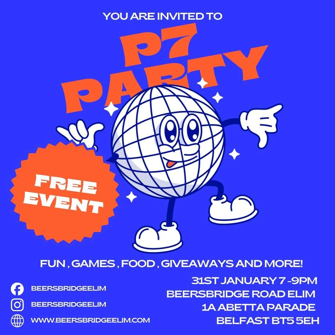 Calling all P7s!! 

31st Jan 7pm-9pm 

We have an incredible night planned for all, filled with fun, games, prizes and FOOD!! 🍴

Everyone is welcome! Get sharing and get inviting!!