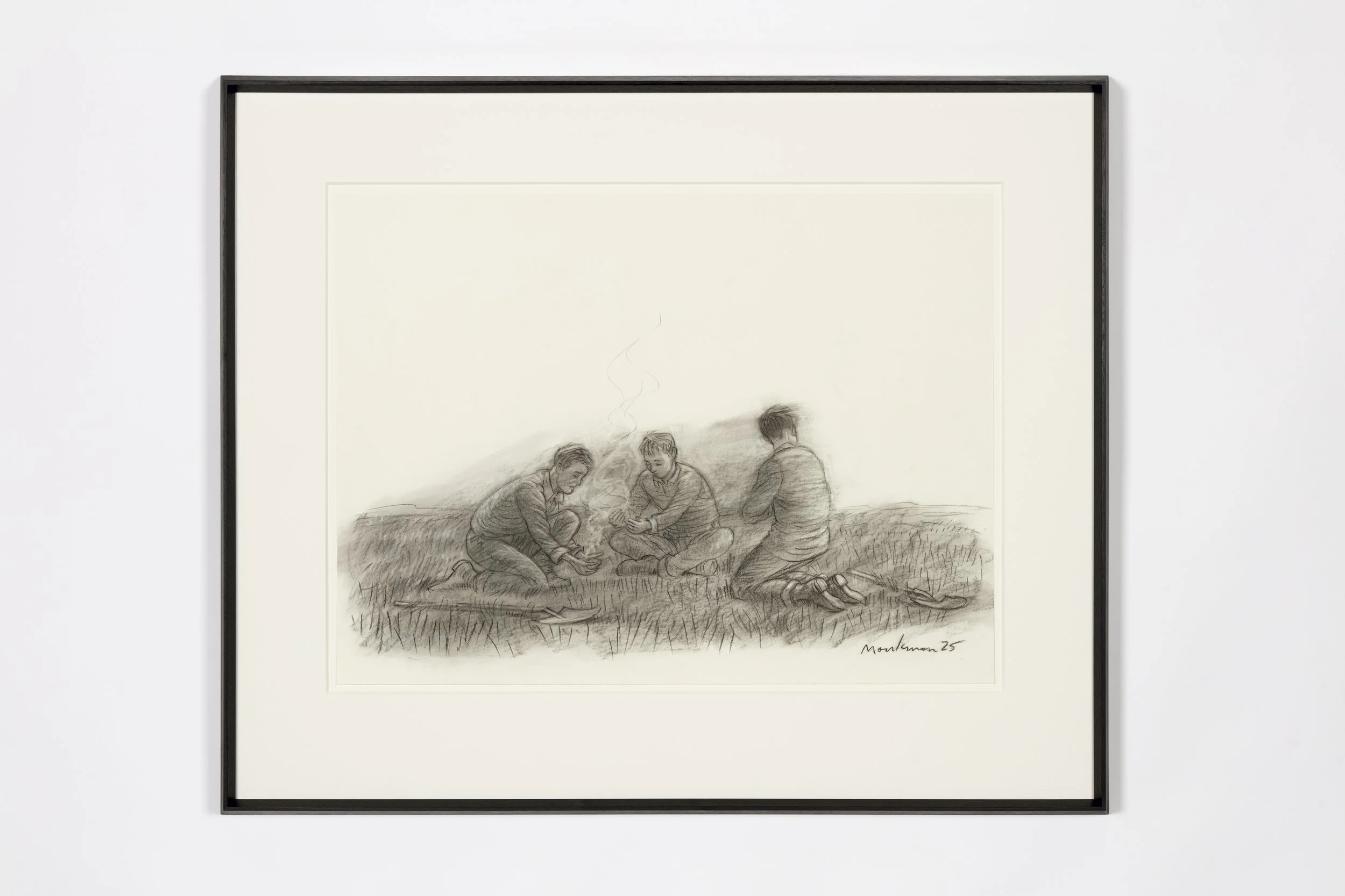 Charcoal Study for Knowledge Keepers (Three Boys Smudging)