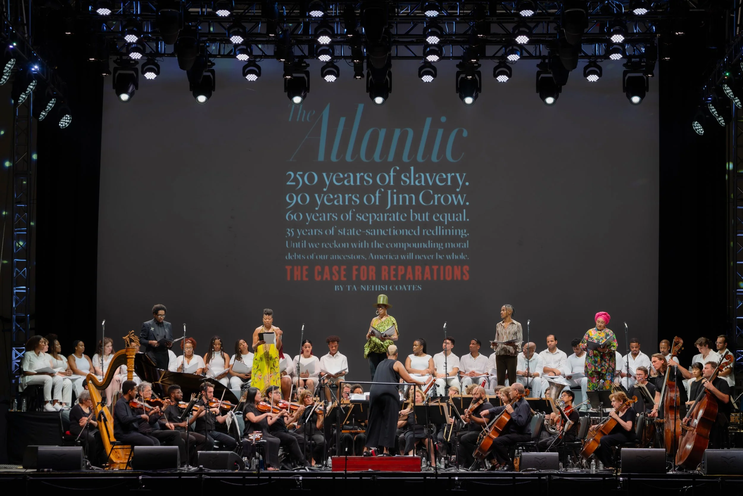  scroll down for more ↓  FREEDOM IS A CONSTANT STRUGGLE (July 2023)  conceived and curated by Tamar-kali // directed by James Blaszko // conducted by Glenn Alexander II  // video design by Erica Blumrosen    From the New York Times:  “Tamar-kali, who