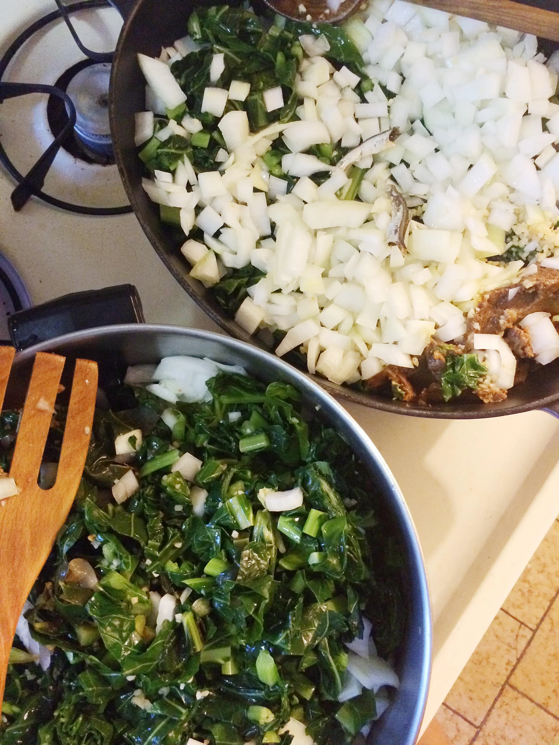 Dwenjang (soybean) collards – before