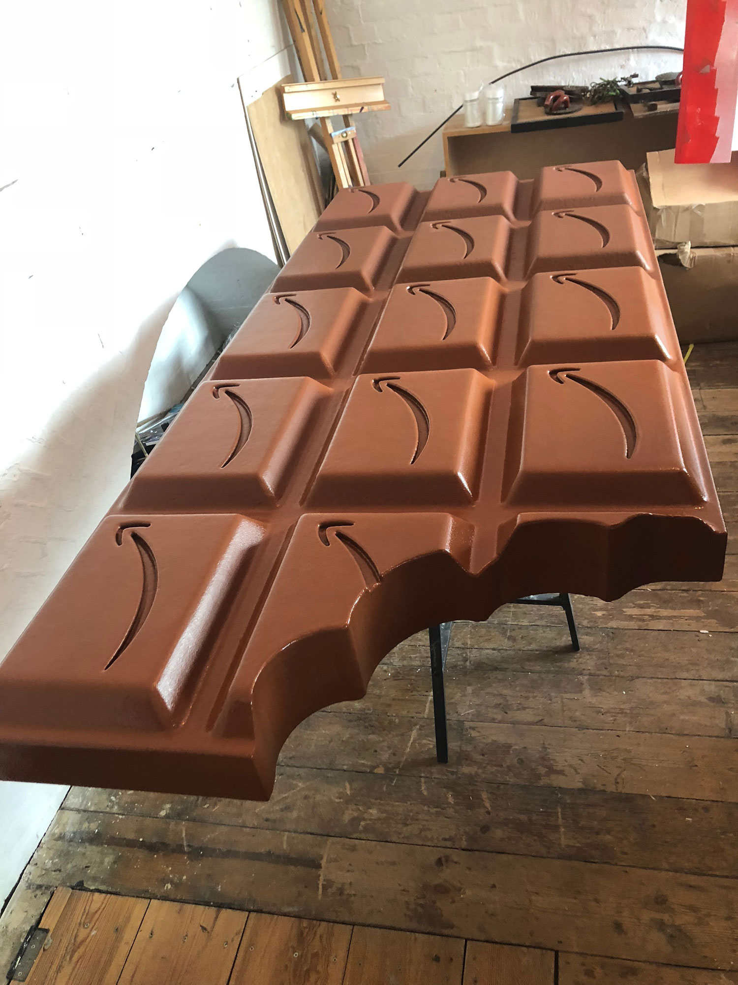 giant fabricated chocolate bar