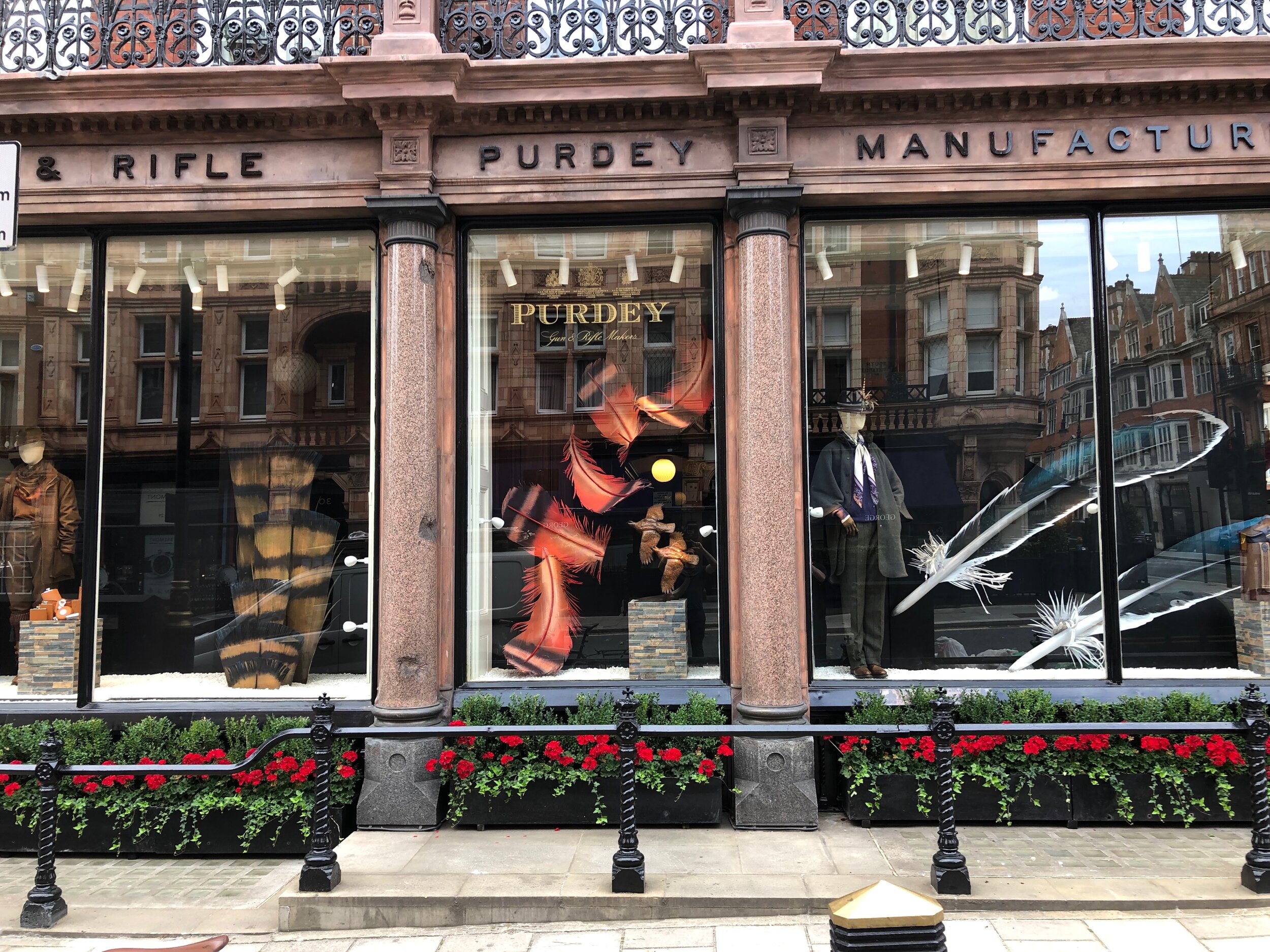 Giant feathers window display for James Purdey &amp; Sons