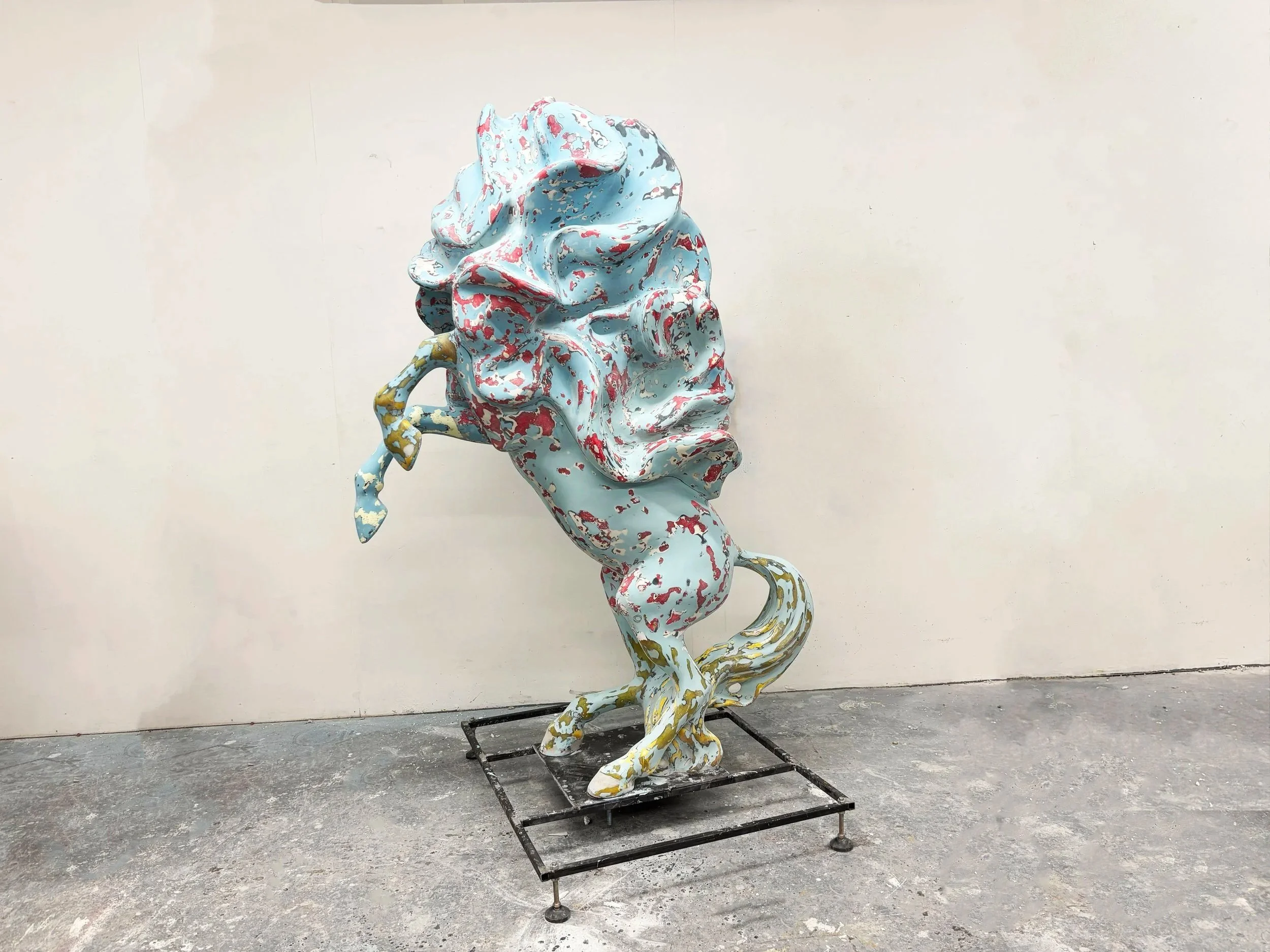 Fibre glass resin horse sculpture wip in studio