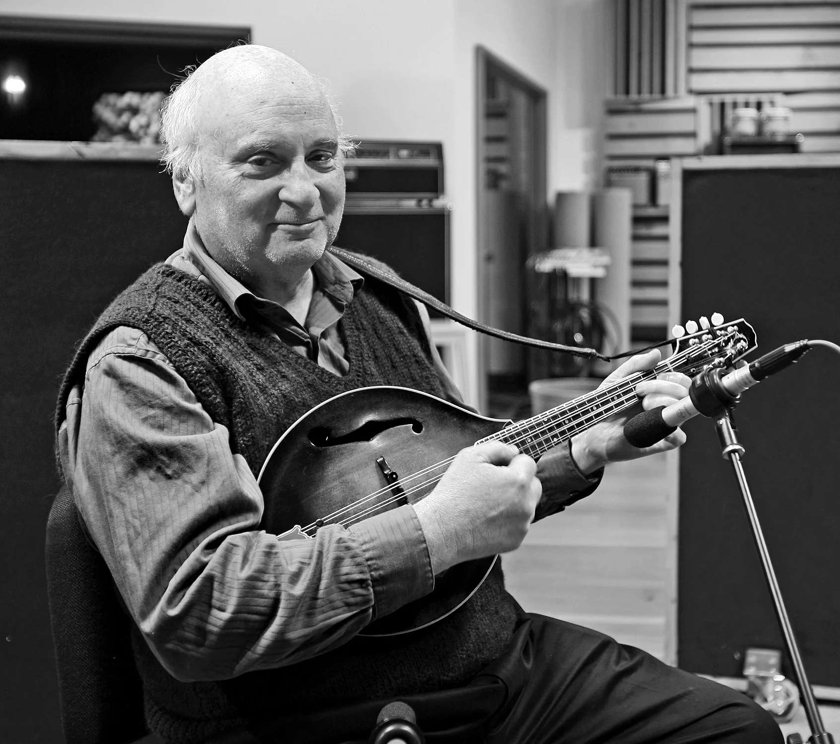 Jody stecher in the recording studio. photo by Scott bergstrom.