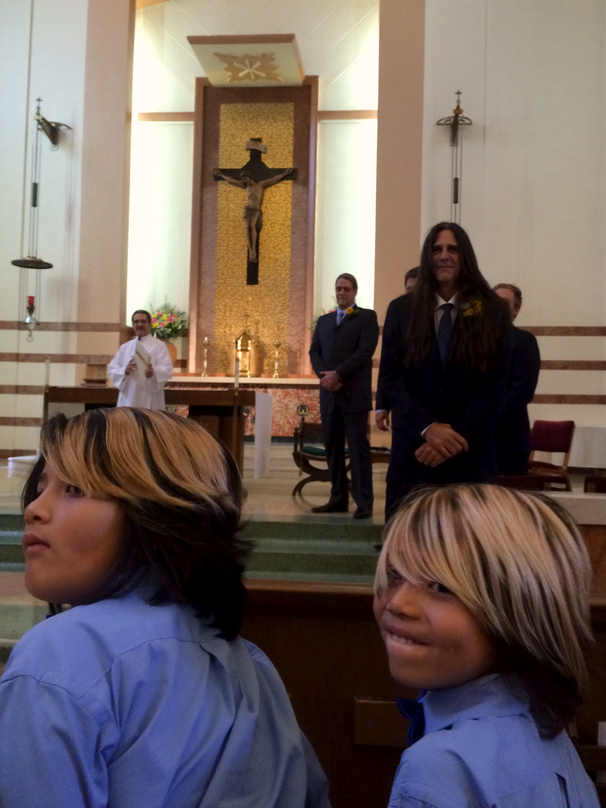 Watching Maria come down the aisle.