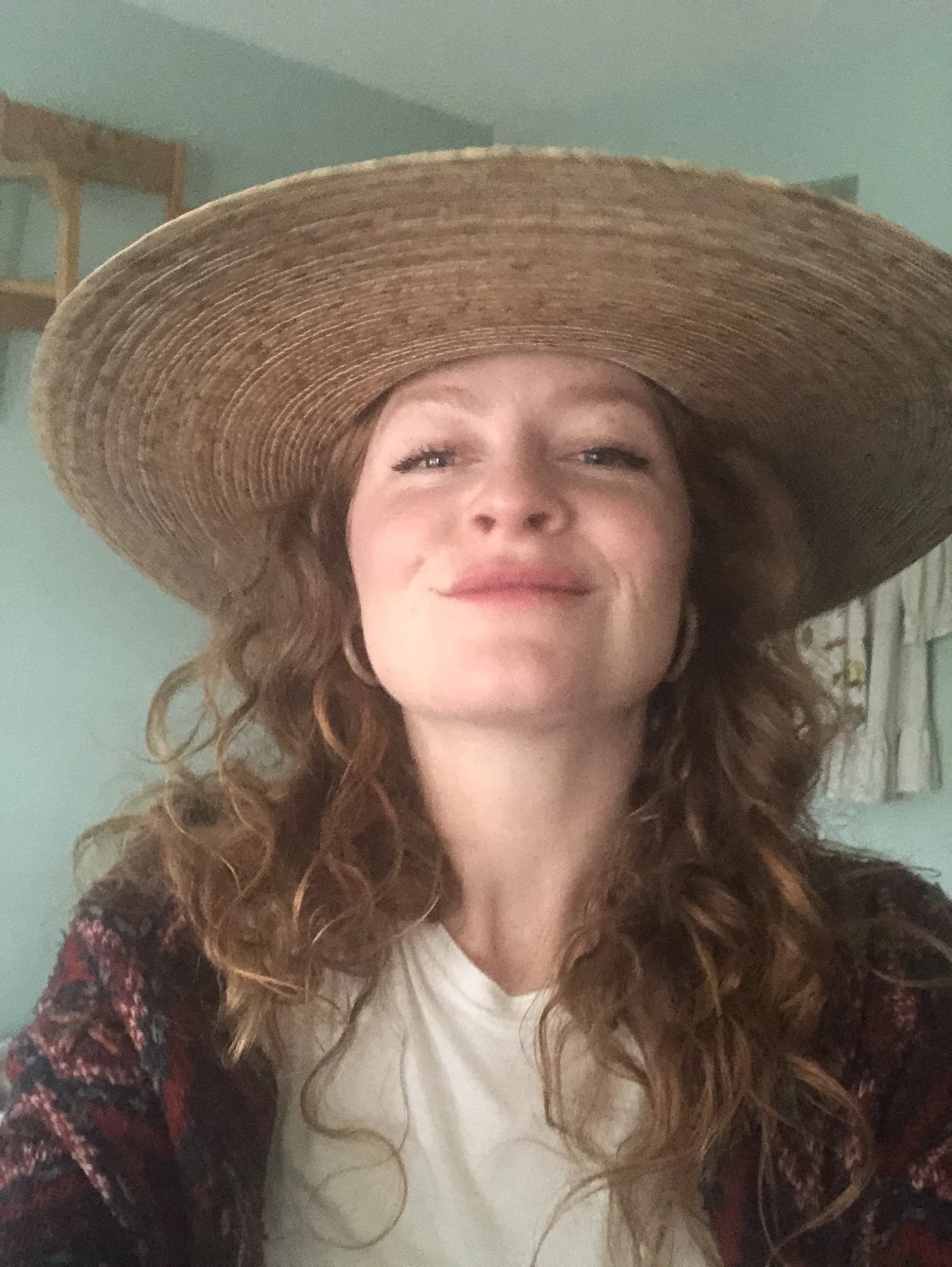 The New Hat—Emma and I keep up a lively fashun selfie correspondence.