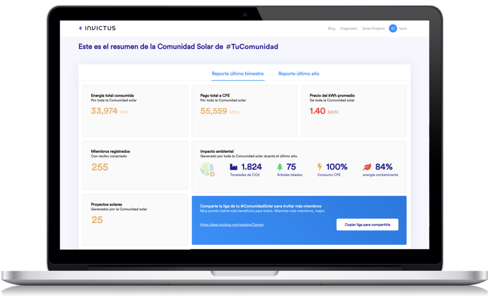Dashboard de una Comunidad Invictus
