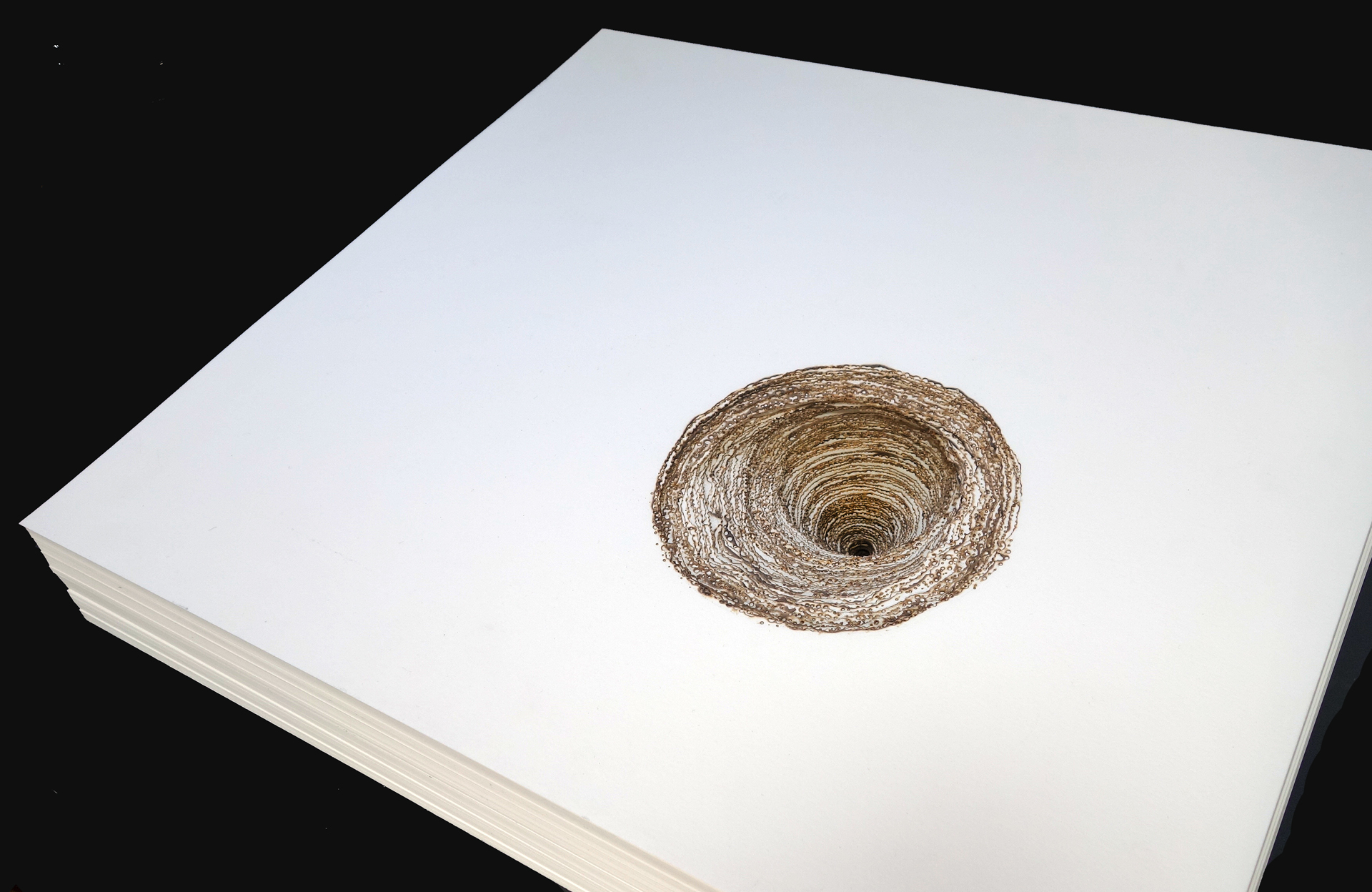 REAM , burned paper, 2014. 21" x 19" x 2.75"