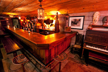 Long bar salvaged from Virginia City saloon.