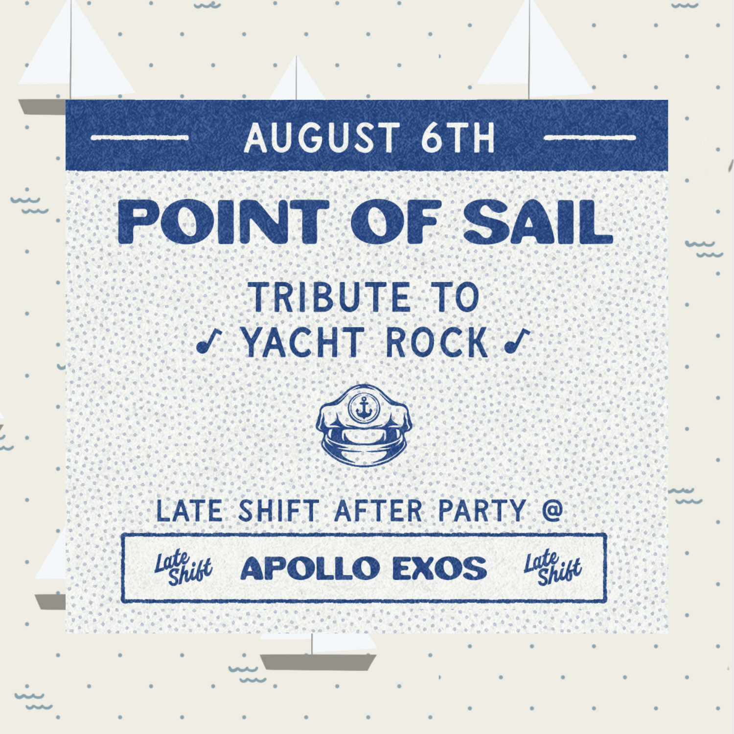 Music at the Marina Night Six: Point of Sail (Yacht Rock Tribute)