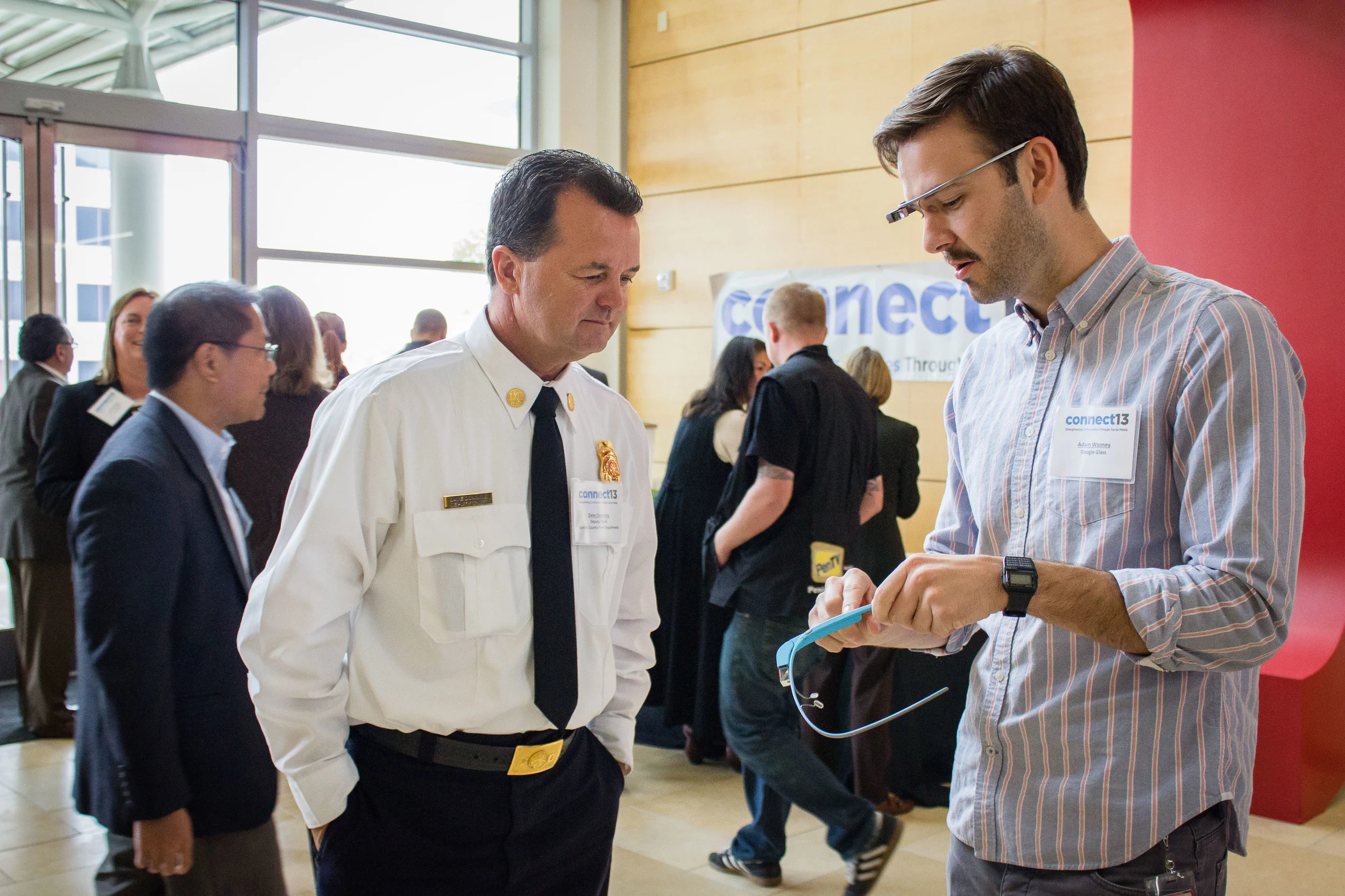 In October of 2013, the first annual Connect13 social media conference was held at YouTube San Bruno. A group of Guides were on hand to demo Glass to participants at the breaks.