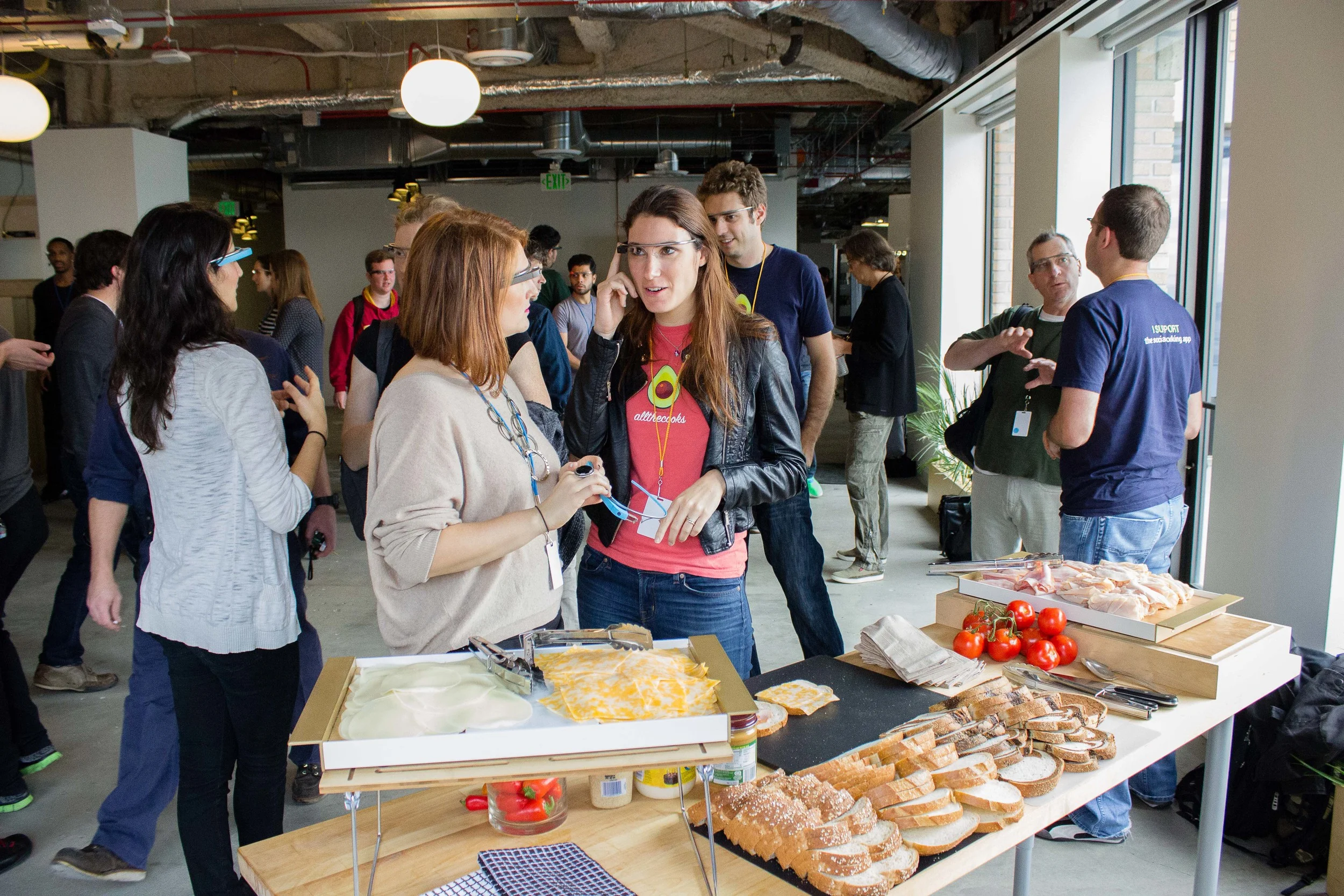 The SF Glass Basecamp hosted a two-day GDK launch and hackathon in November of 2013. Developers were on-hand to demonstrate Glassware.