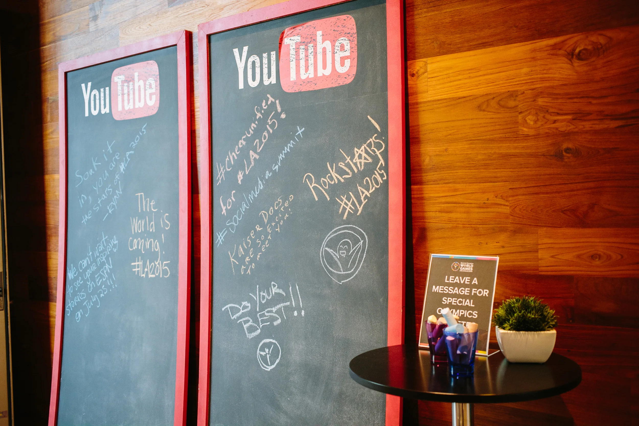 Google is an official sponsor of this year's Special Olympics World Games in LA. In February 2015, SOWG hosted a Social Media Summit for sponsors at Google's YouTube LA space.