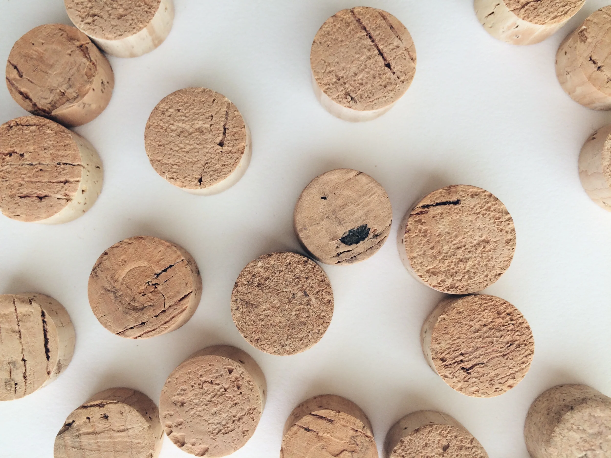 The "hooks" are slices of recycled cork, which are lightweight and easy to embed magnet into (and thereby making my wine drinking habit finally come in handy).