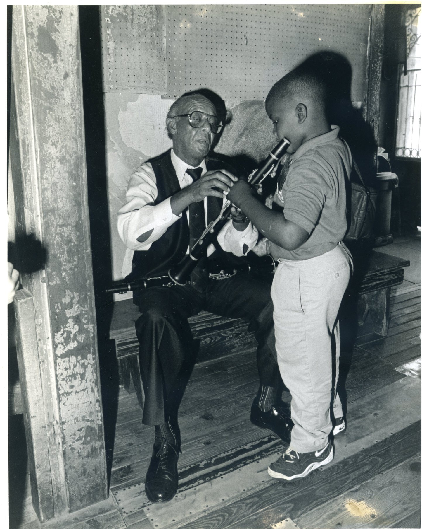 Clarinetist David Grillier with a student at Preservation Hall