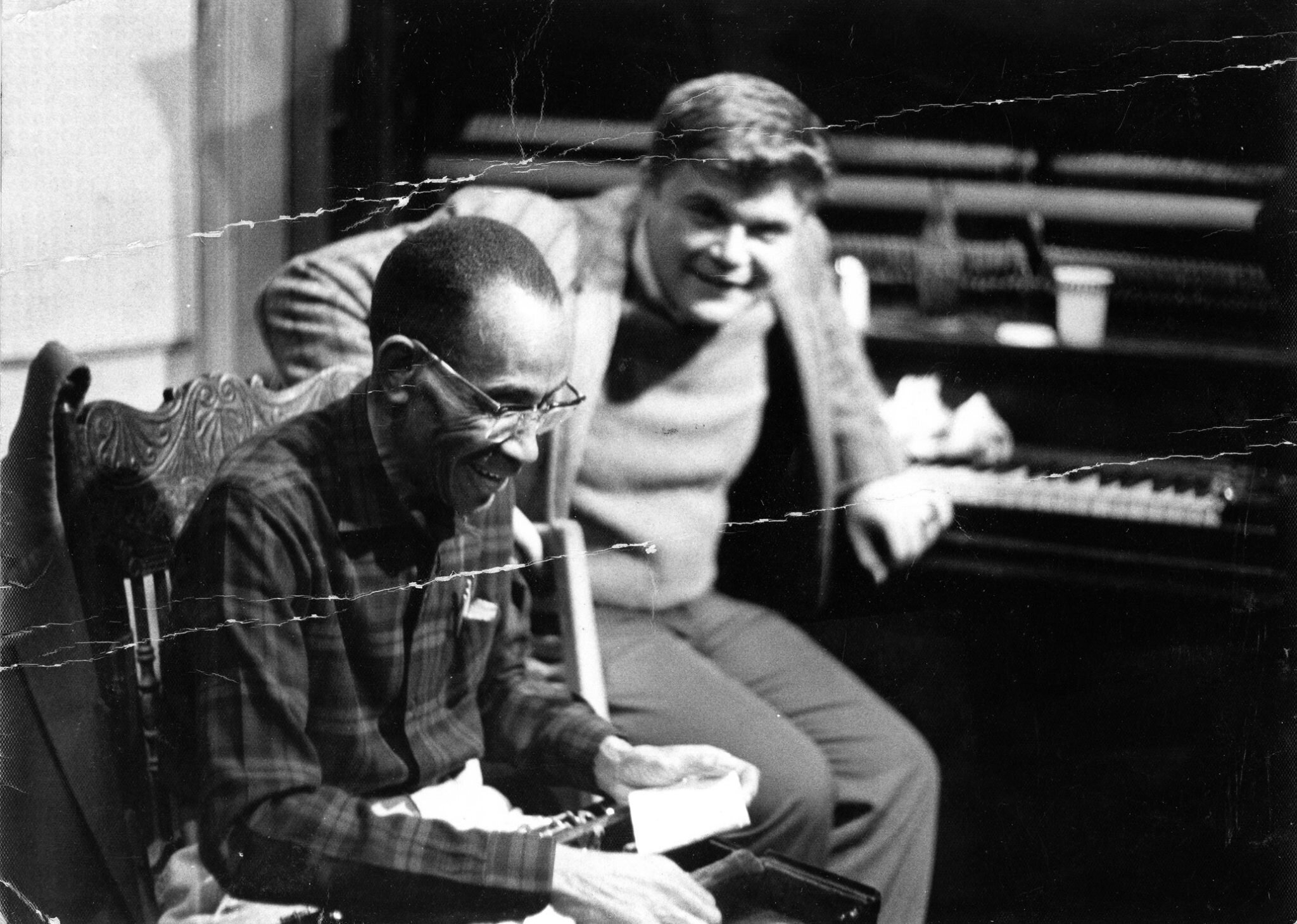 Allan Jaffe and George Lewis at Preservation Hall. Photo by Grauman Marks.