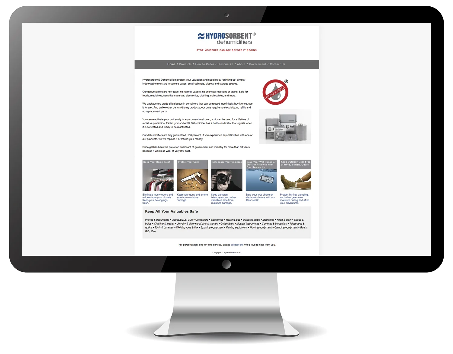 Hydrosorbent Website, Latest Version in Squarespace