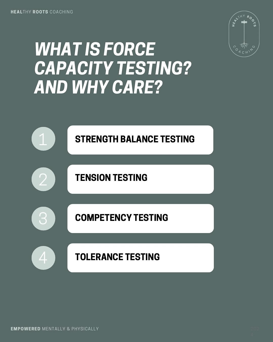 Psst, this is my magic ingredient... ✨🪄 

Force Capacity Testing is where I assess the ability of my client&rsquo;s joints to produce and absorb force and use the findings to round out the functional diagnosis. 🏋️&zwj;♂️

Force capacity testing is 