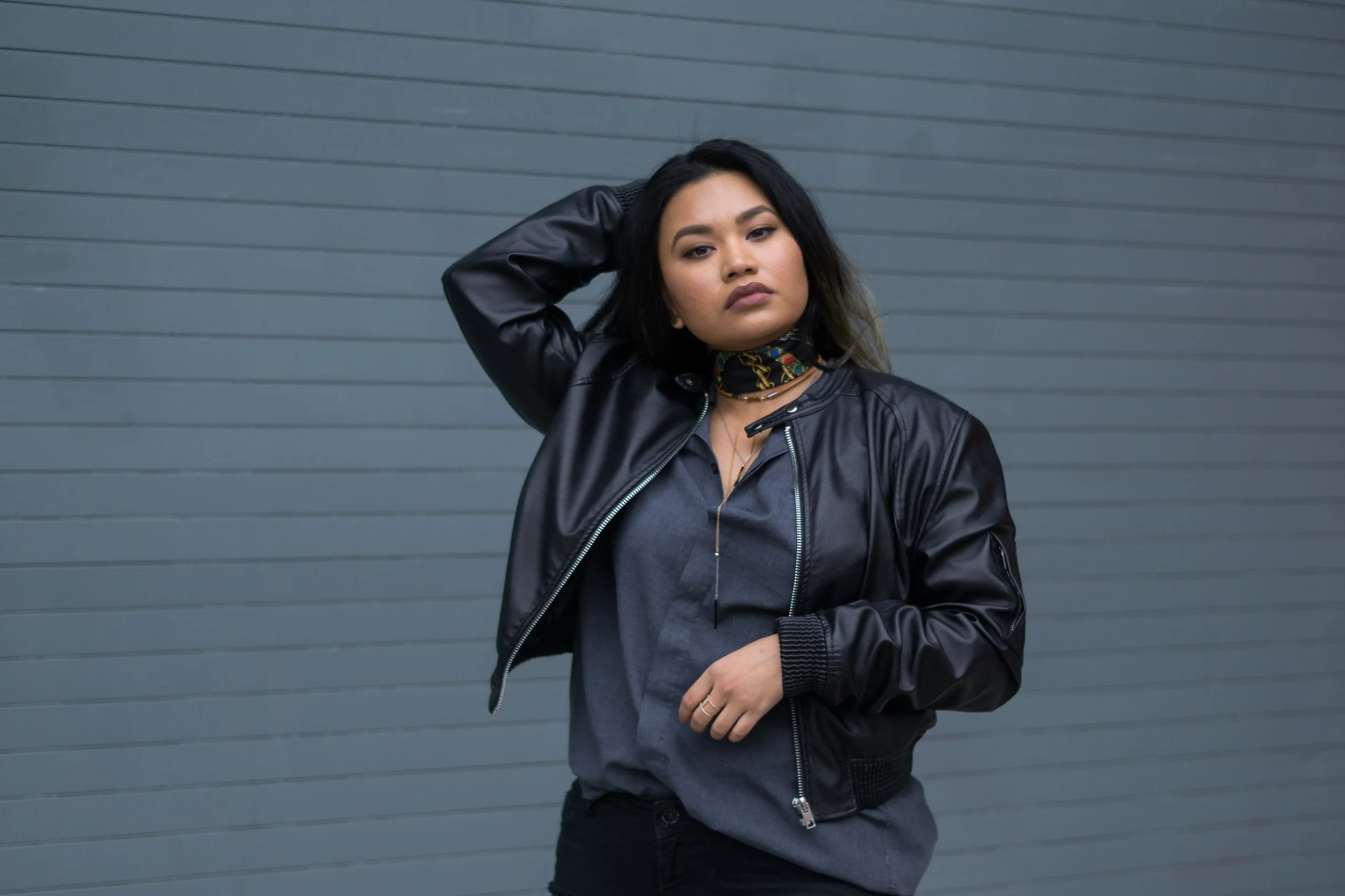 leather bomber jacket