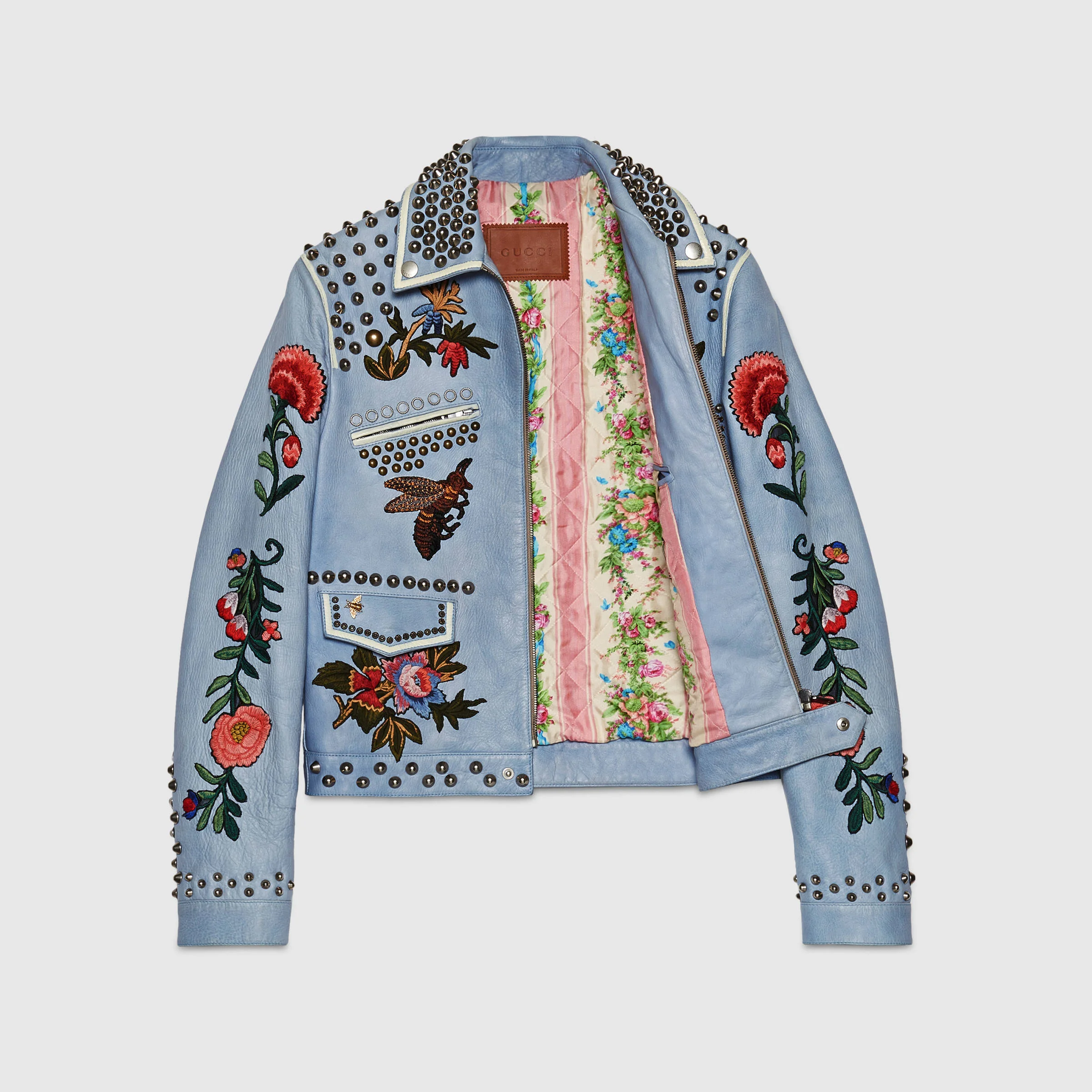 Gucci Embroidered Leather Jacket