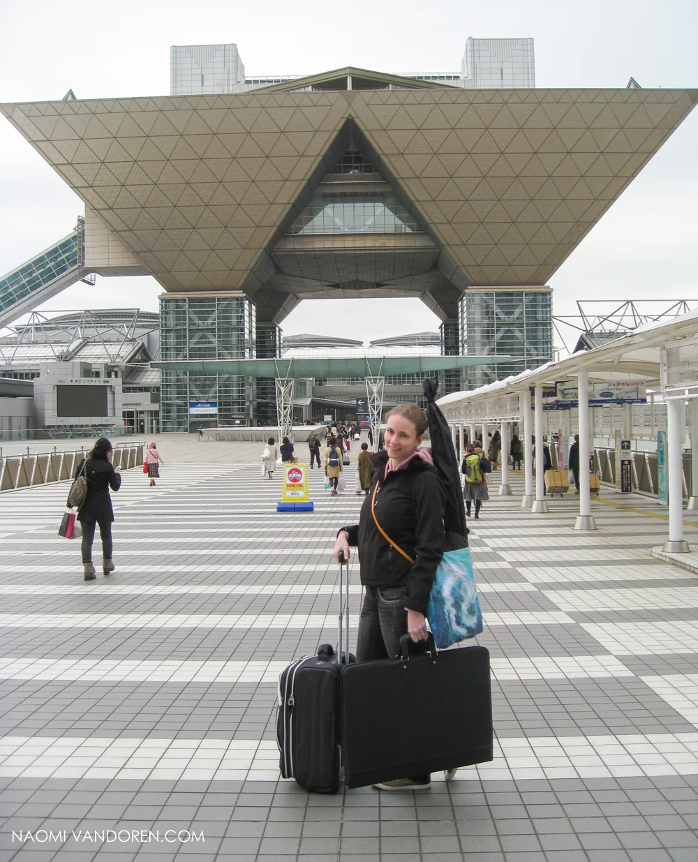 The venue, Tokyo Big Sight, and me with all my artwork (prints), banner and booth stuff.