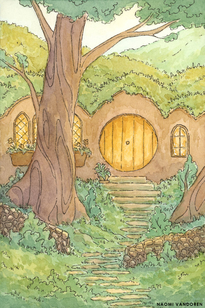 Watercolor Original Artwork Tolkien Tribute Painting