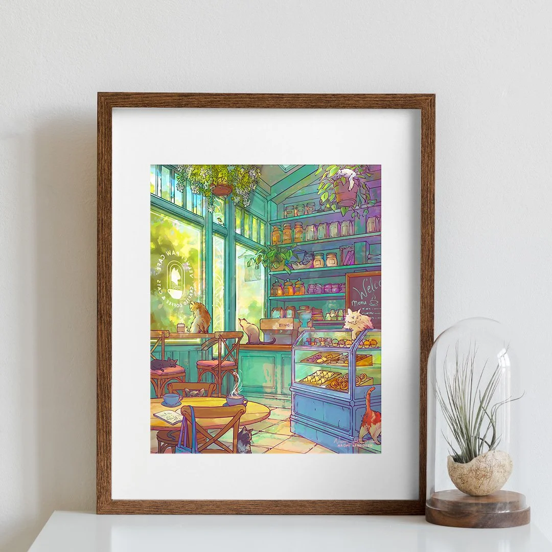 Cat Cafe Naomi VanDoren Framed Print 3 web1080.jpg