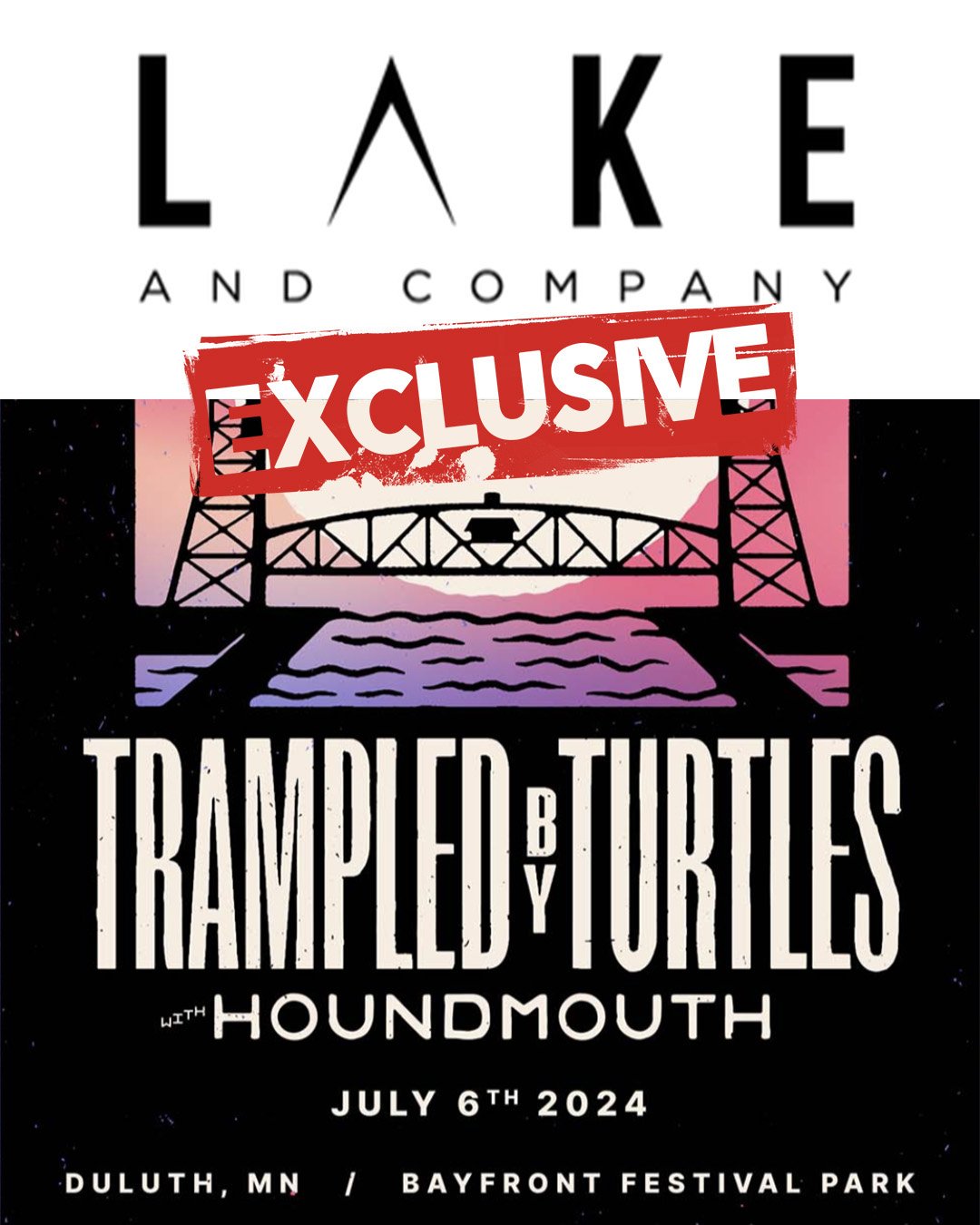 Lake + Company Exclusive story.

Buffalo Media Group and Lake + Company magazine will be covering Trampled by Turtles concert in Duluth this July. We are also putting together an amazing exclusive story with lead singer Dave Simonett...stay tuned!!!