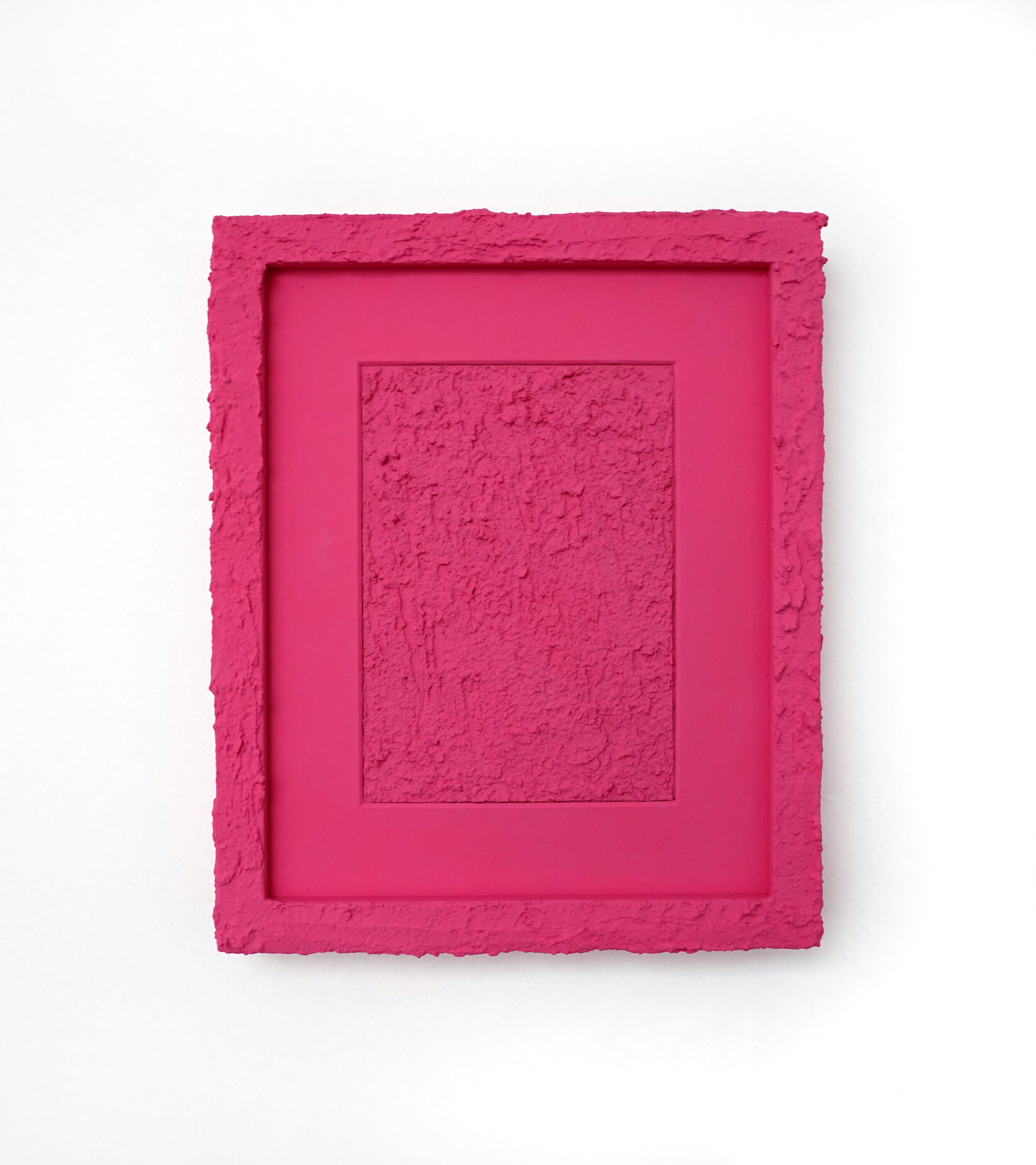  Wall within a wall (Pink), 2020, acrylic, flashe, and stucco on paper and wood, 11.5 x 9.5” 