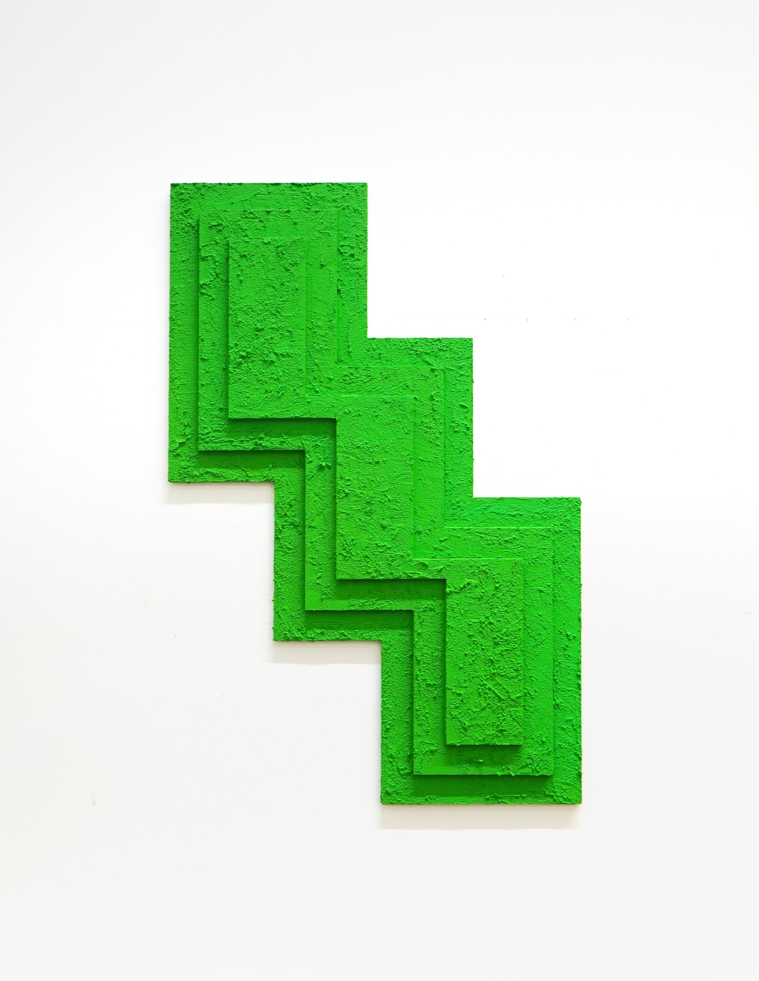  Verde de Verdes, 2022, acrylic, flashe and stucco on wood, 42 x 21” 