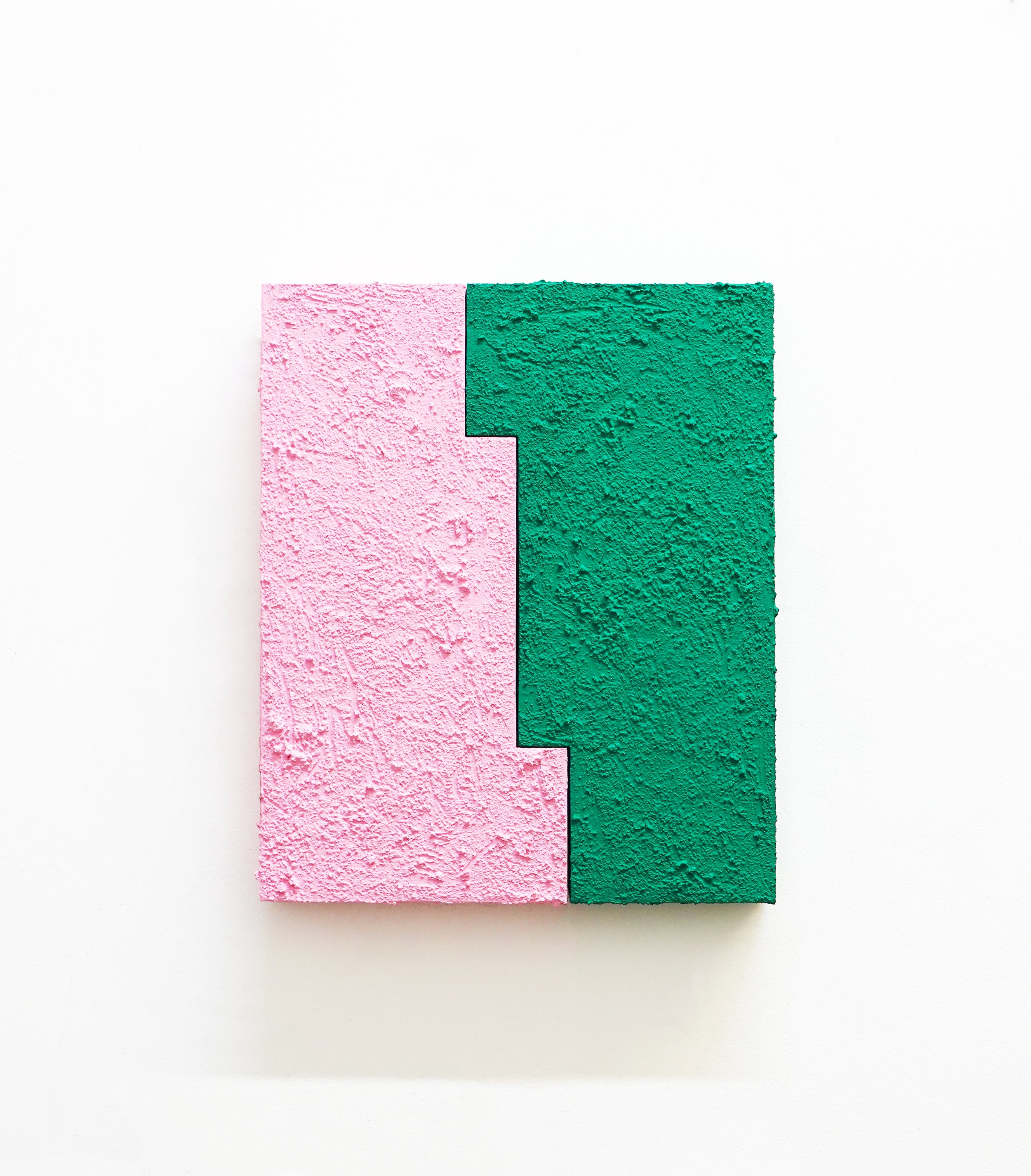 Abrazo : Cactus Blossoms, 2022, stucco, acrylic and vinyl on wood, 12 x 10” 