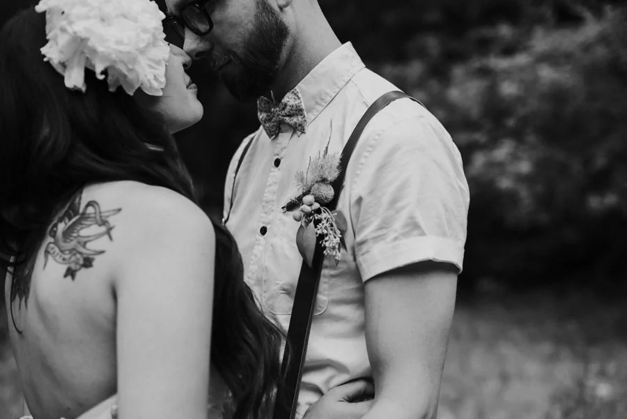 intimate photo of bride and groom