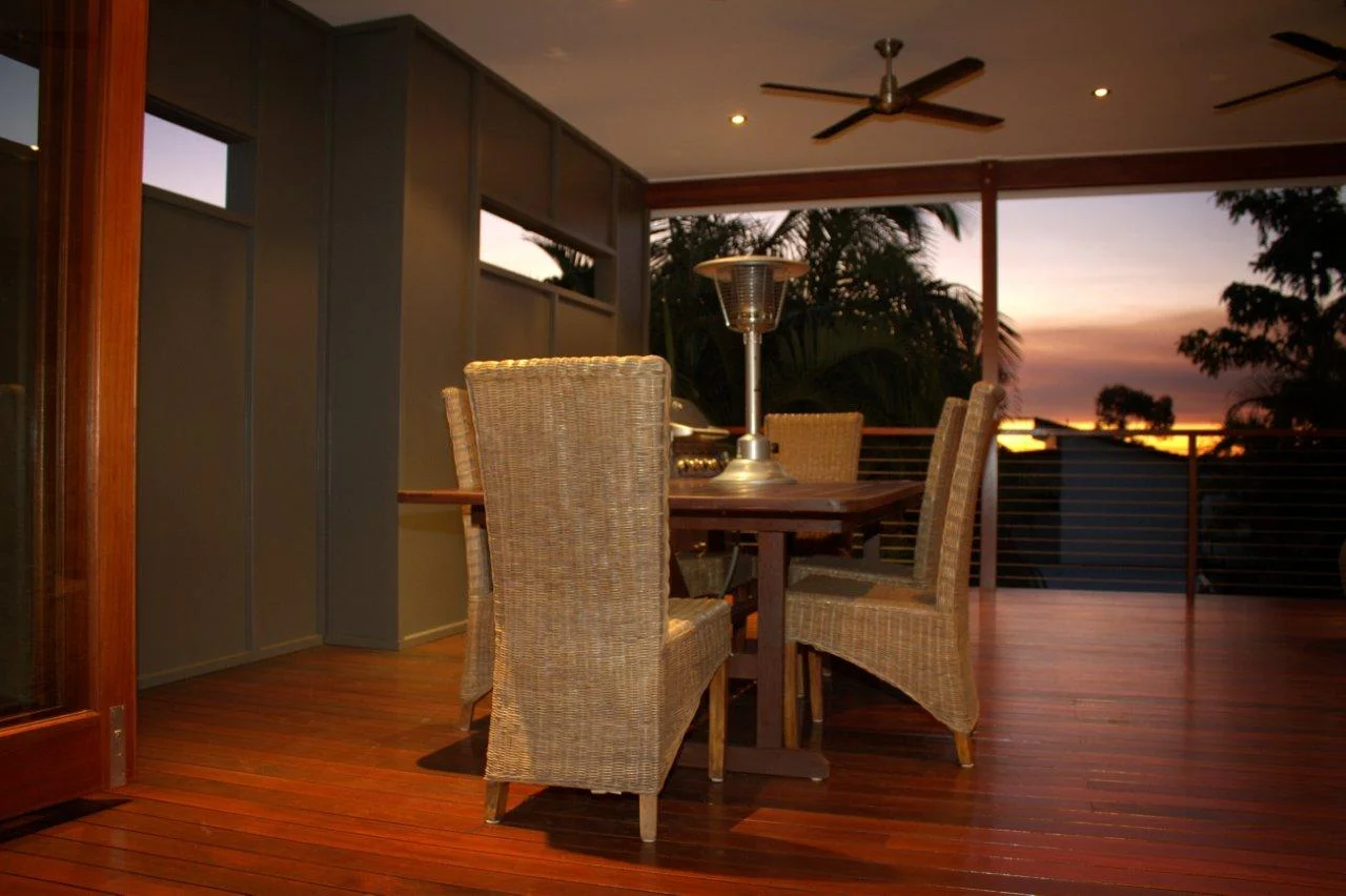 Timber Deck. New Roof To Match Existing. F.C. Clad Walls With Horizontal Slots For Ventilation. Wynnum, Brisbane