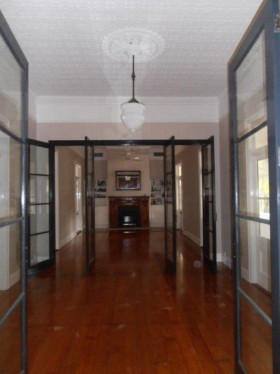 Lounge/Dining/Walkway. Pressed Metal Ceilings & Vintage Lighting. Brookfield, Brisbane