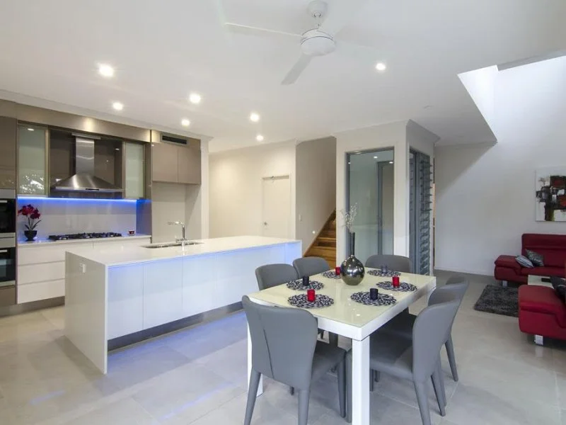 Modern Kitchen/Dining. Indoor Atrium & Living Room with 5 Meter High Ceiling. Sunshine Coast, Queensland