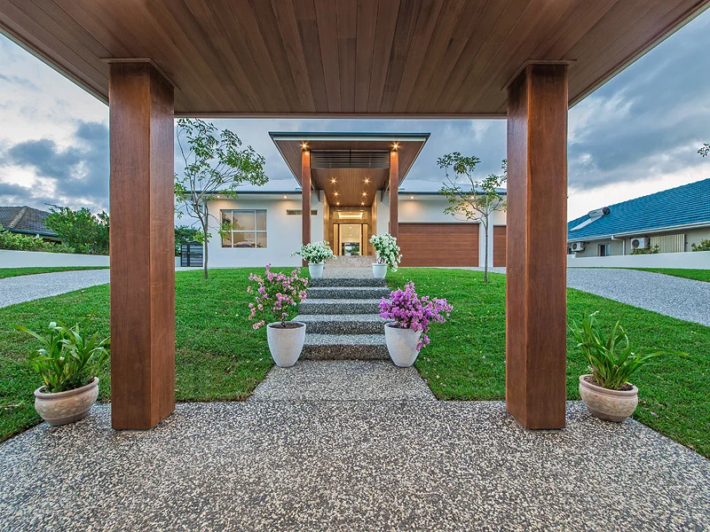 Street view from Gatehouse. House design by Empire Design & Drafting