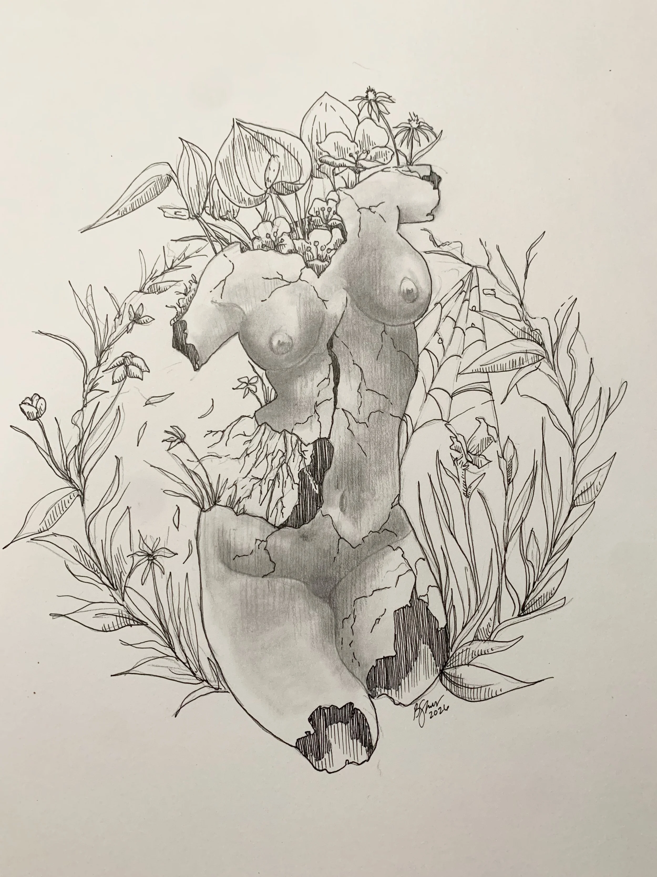  In The Garden  Ink and Pencil on Paper 
