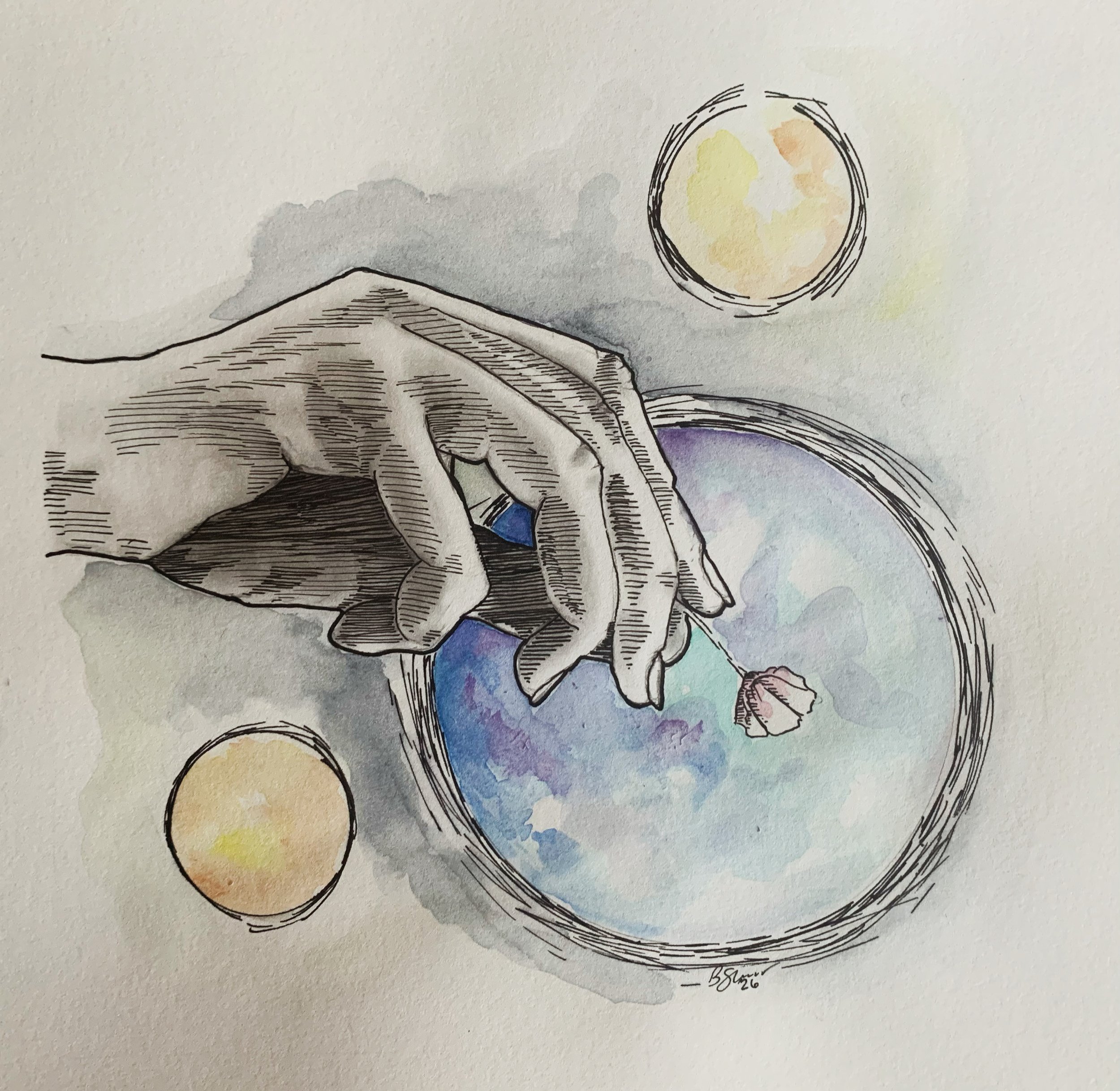  Ode to Morning Glories  Ink, Pencil, and Watercolor on Paper 