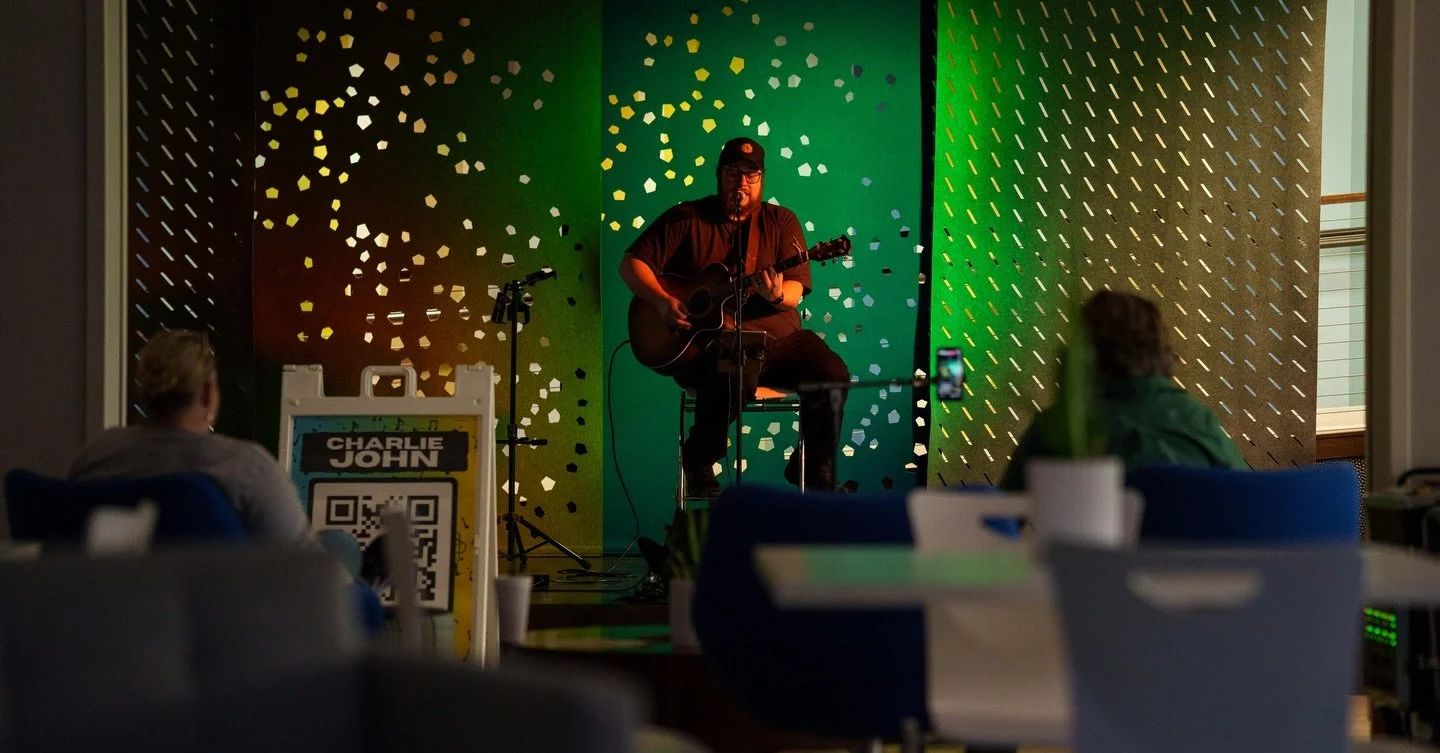 Wrapping up the end of the spring semester&rsquo;s Friday Live! concert series at Earlham&rsquo;s Runyon Center, hosted by @ec_sab , @charliejohnmusic filled the room with excellent original material mixed with unique stylized covers and melodies sho